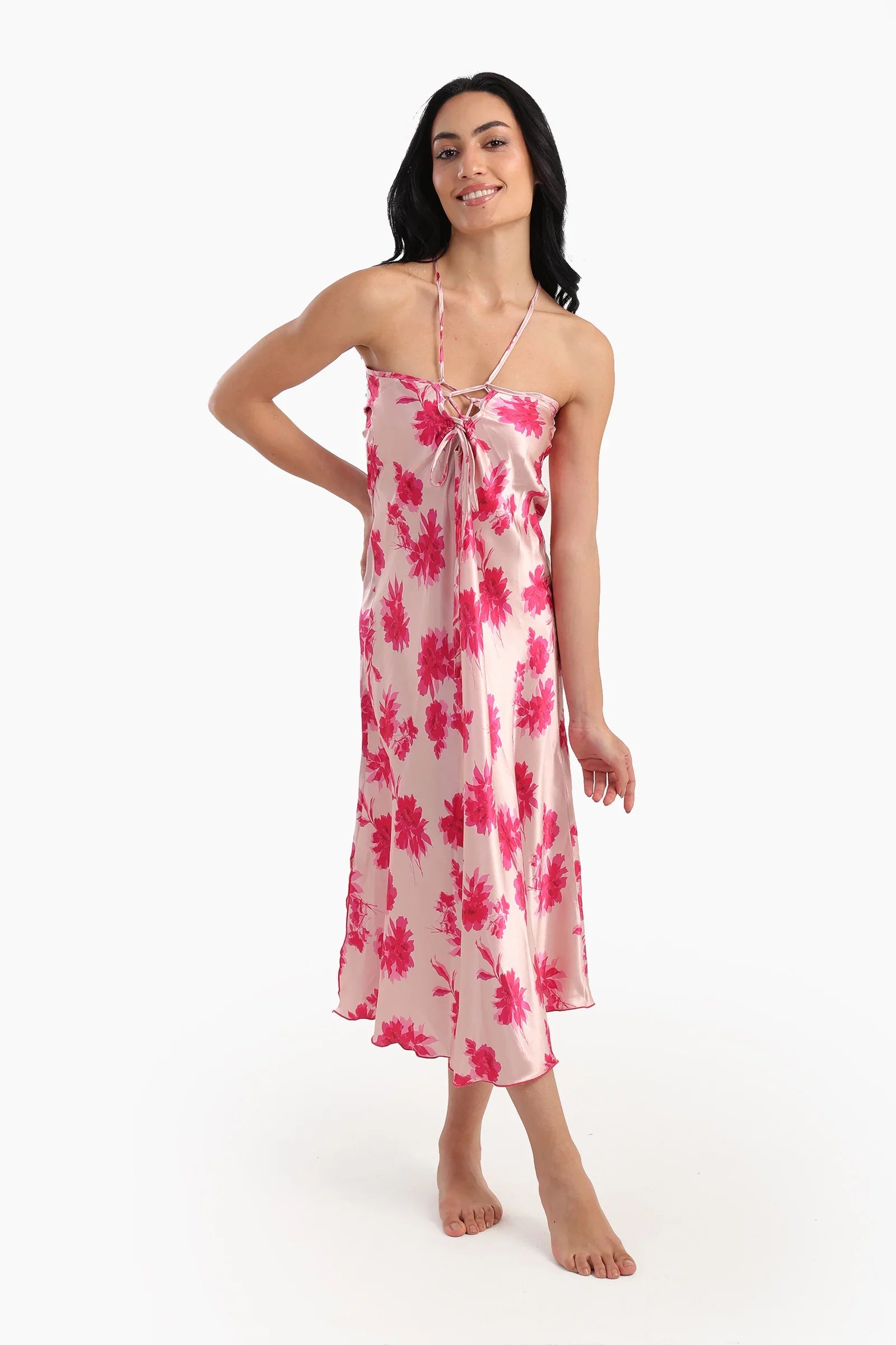 Floral Satin Nightgown