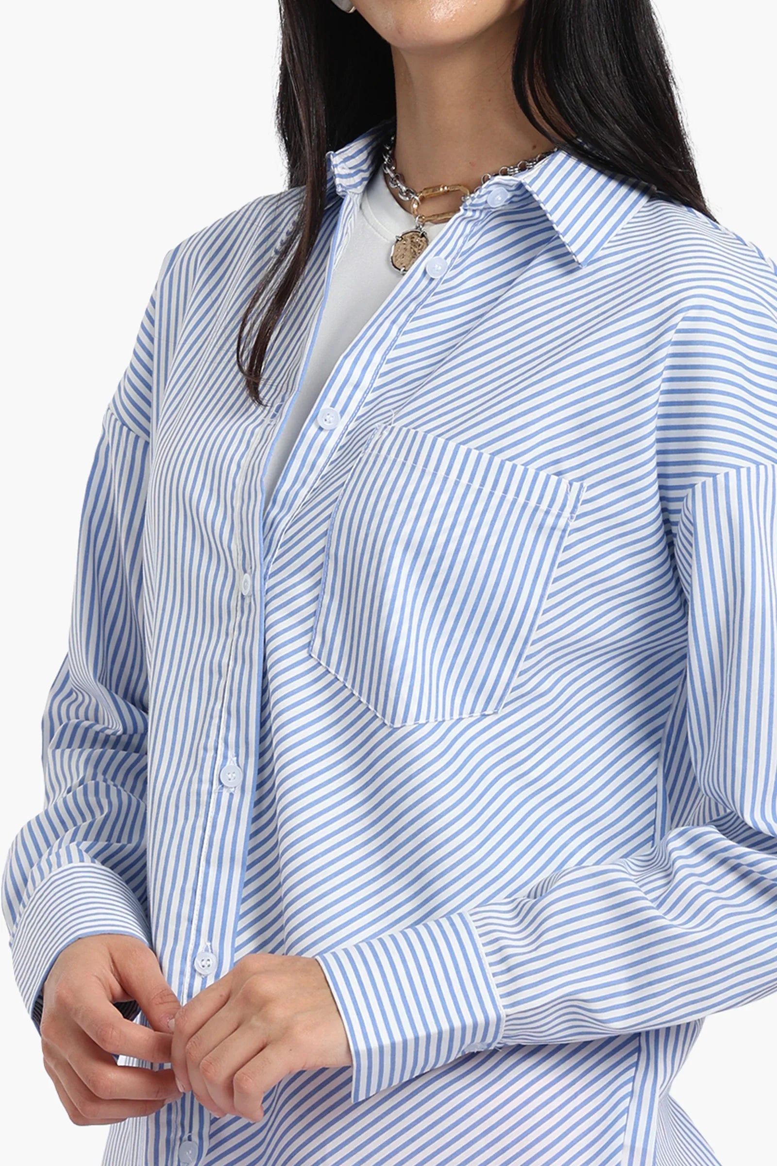 Poplin Blue Striped Shirt
