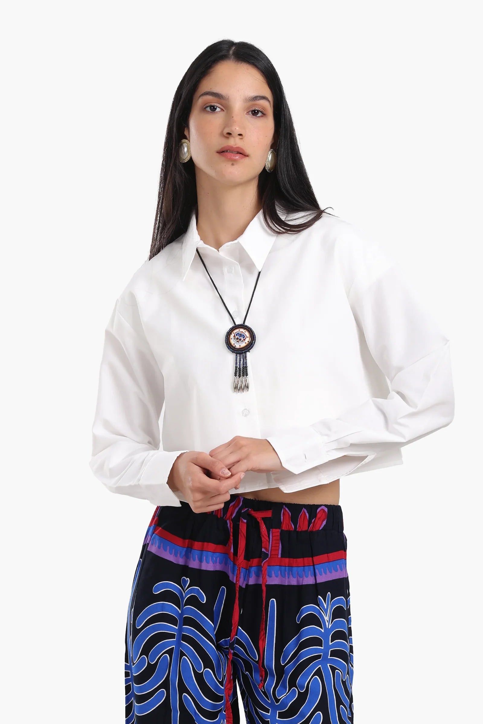 Dropped Shoulder Cropped Shirt