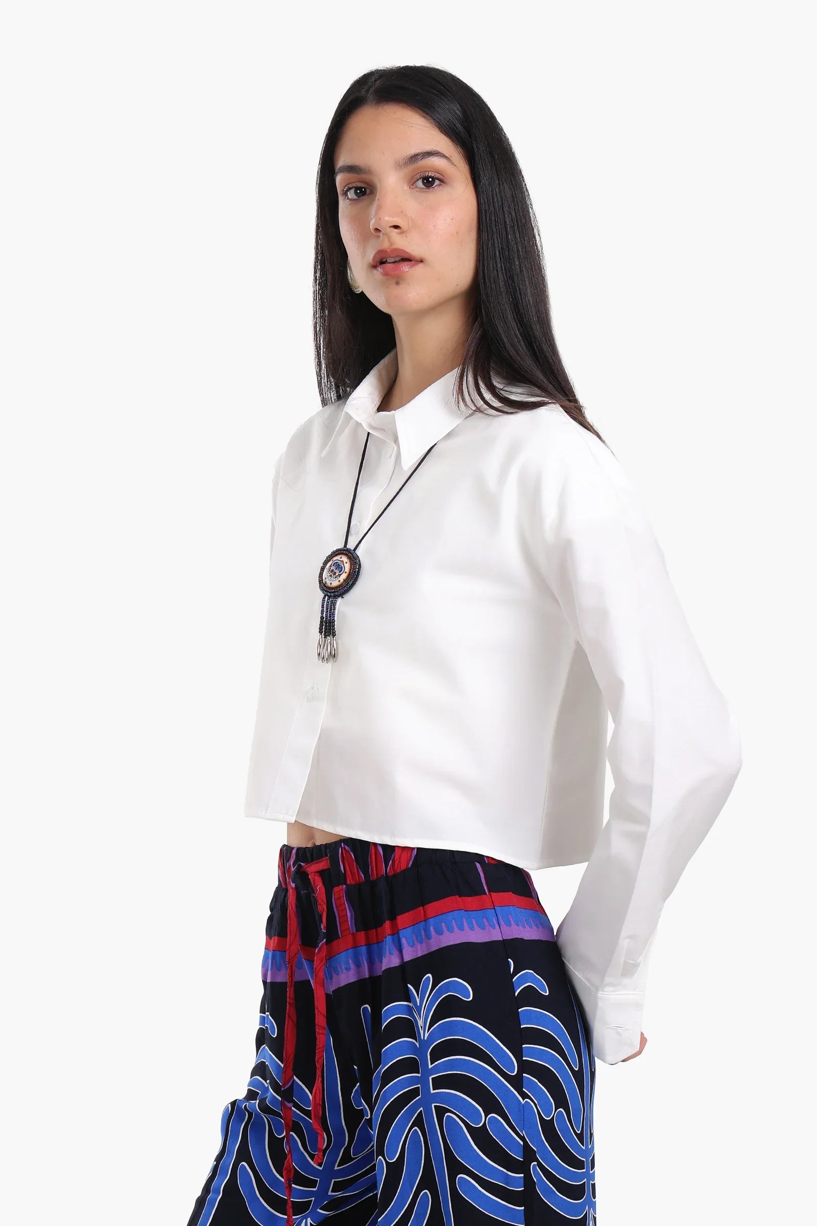 Dropped Shoulder Cropped Shirt