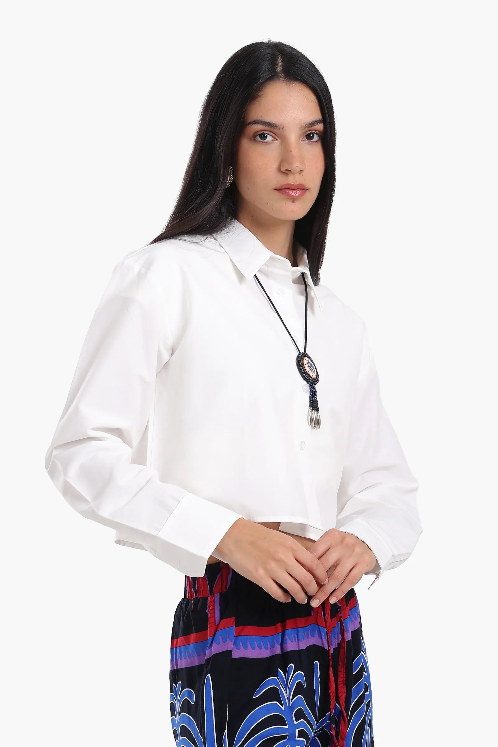 Dropped Shoulder Cropped Shirt