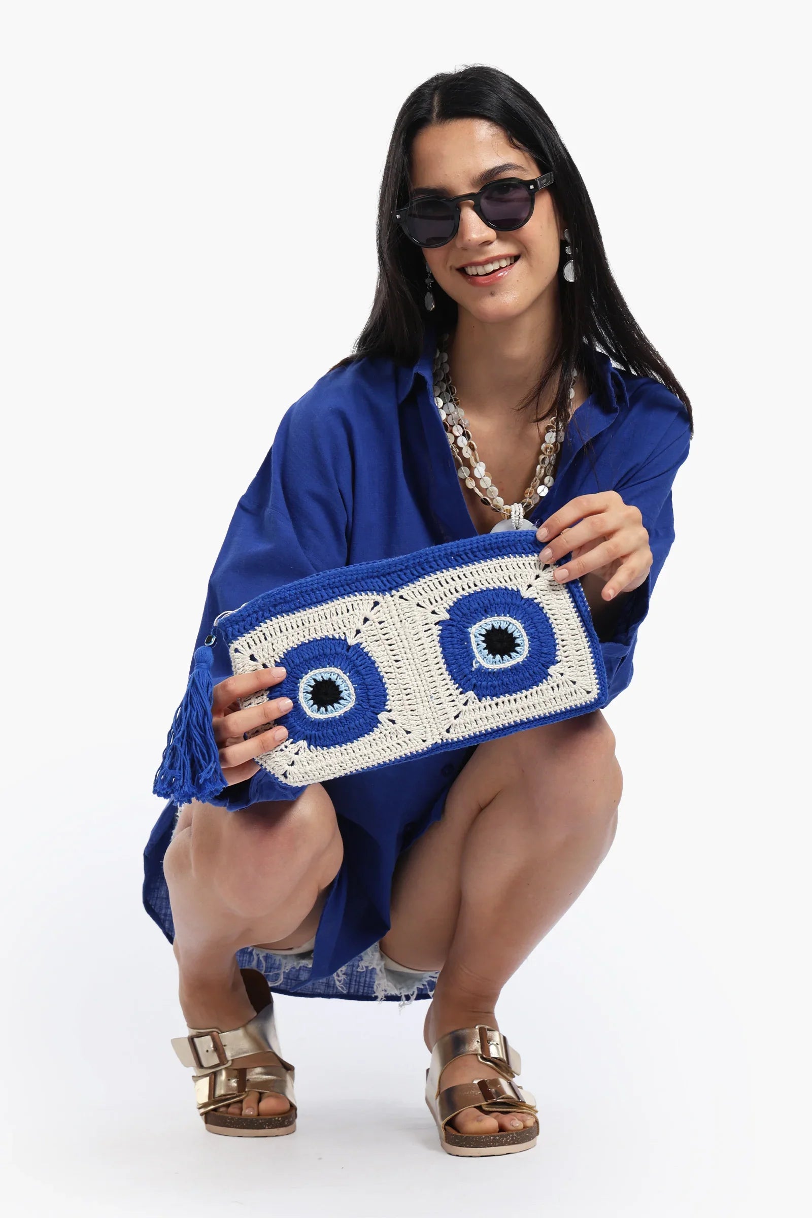 Evil Eye Crochet Beach Bag