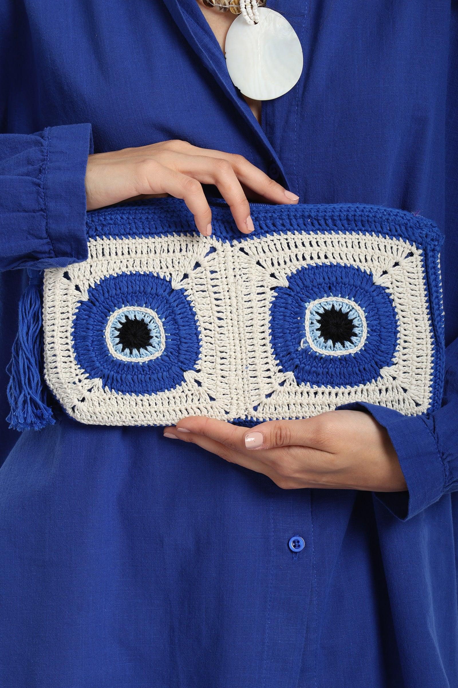 Evil Eye Crochet Beach Bag