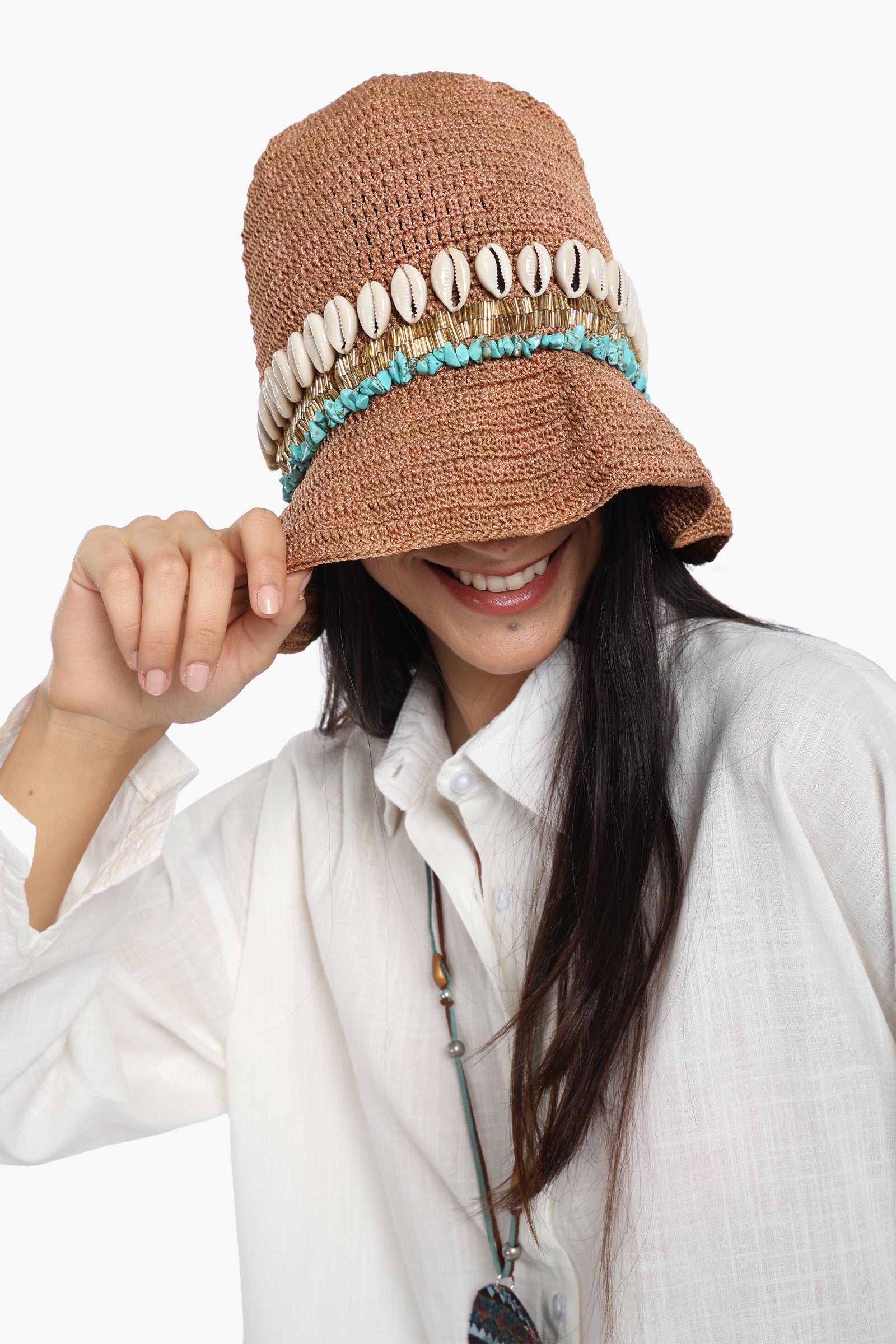 Beach Hat With Shell Details