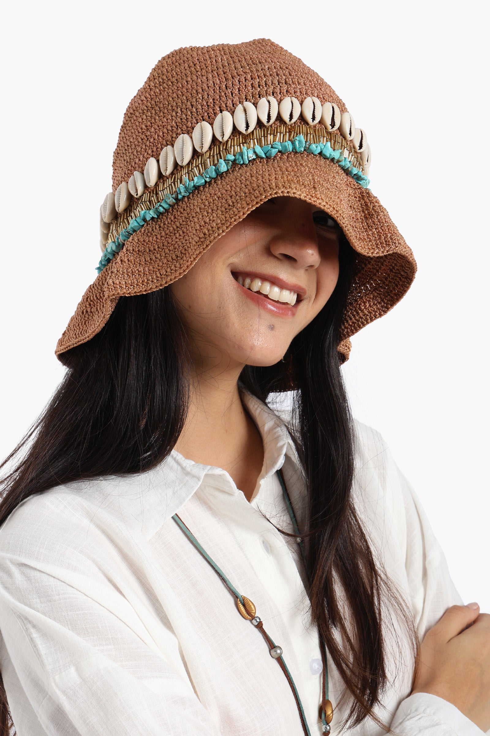 Beach Hat With Shell Details