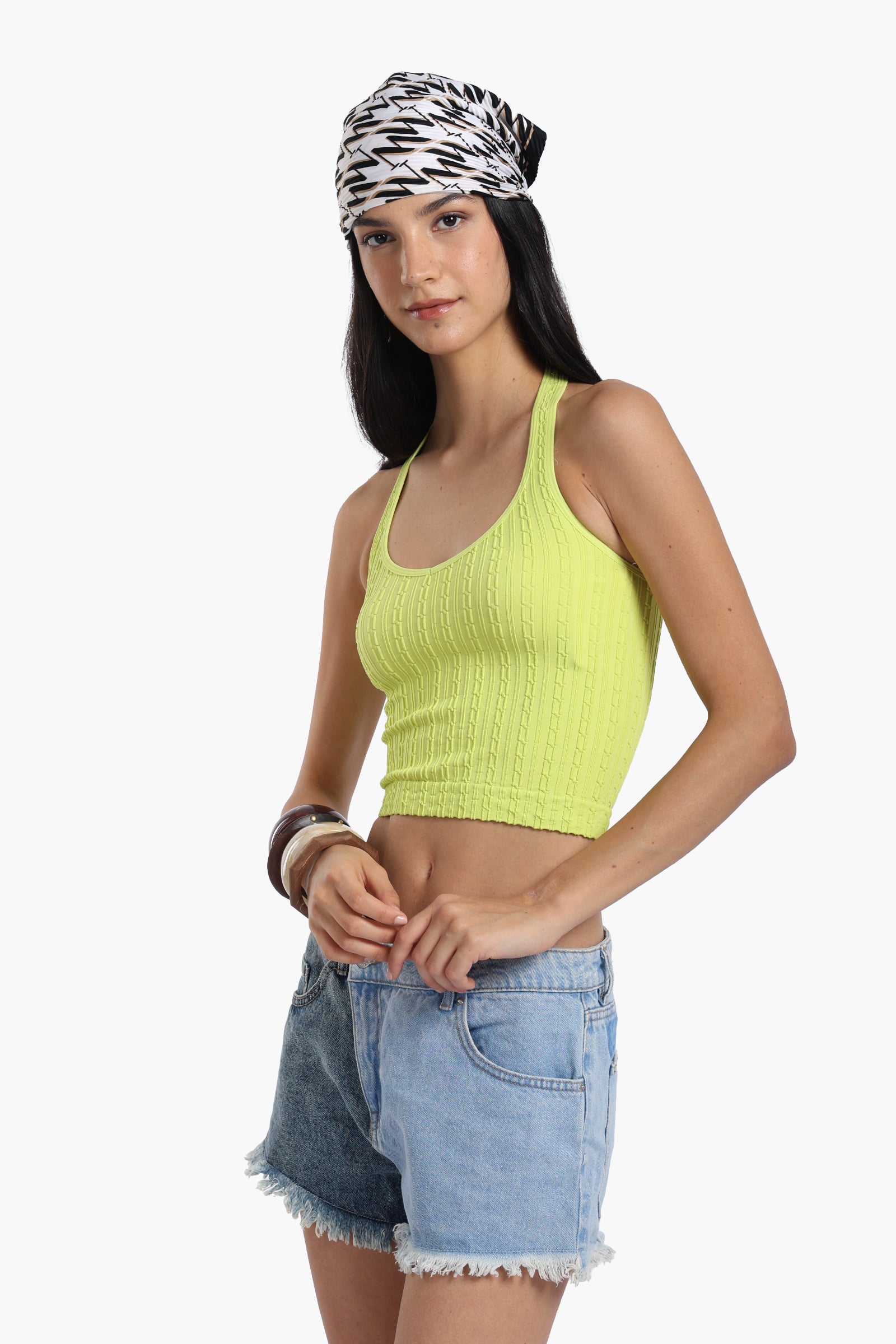 Halter Neck Ribbed Crop Top