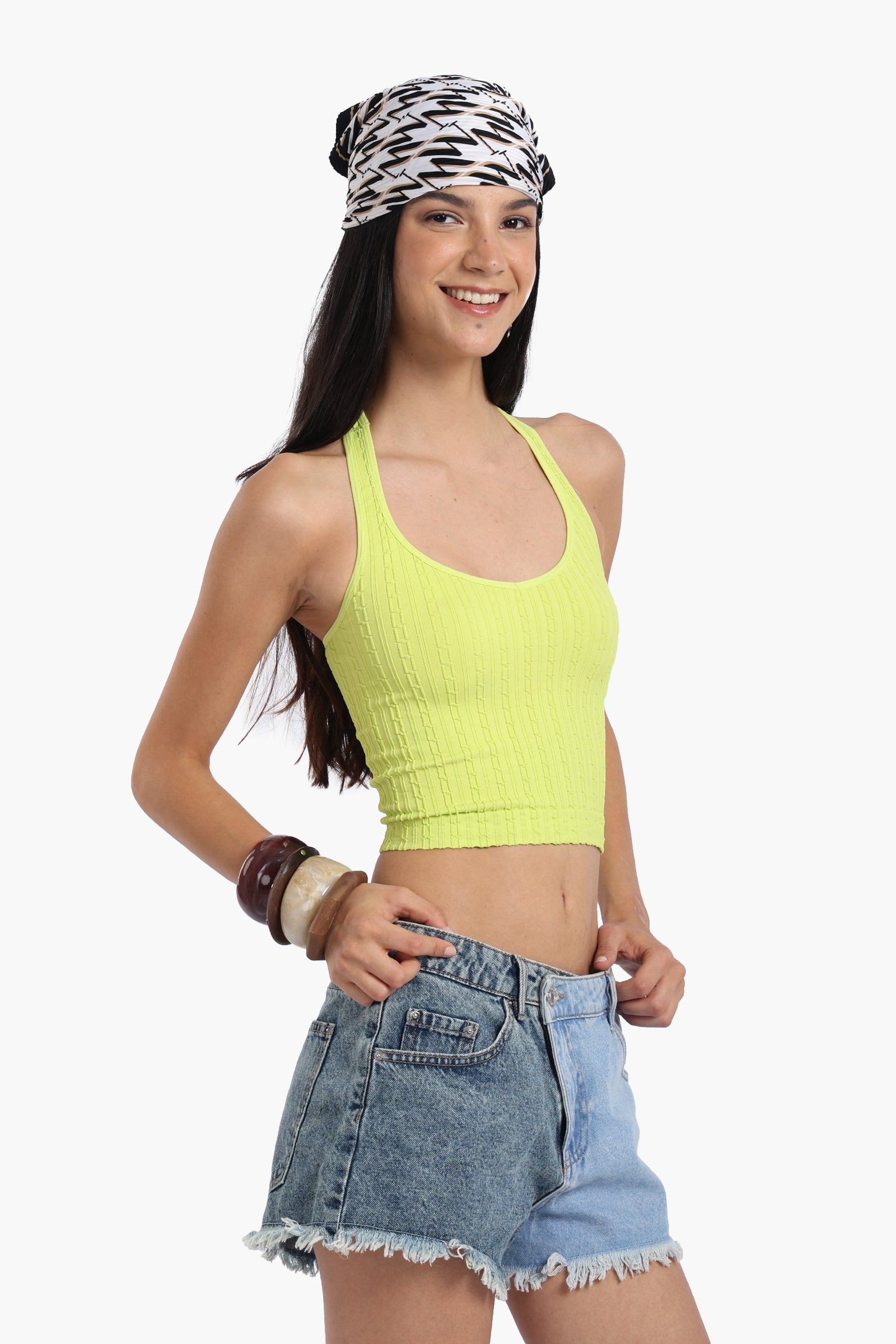 Halter Neck Ribbed Crop Top