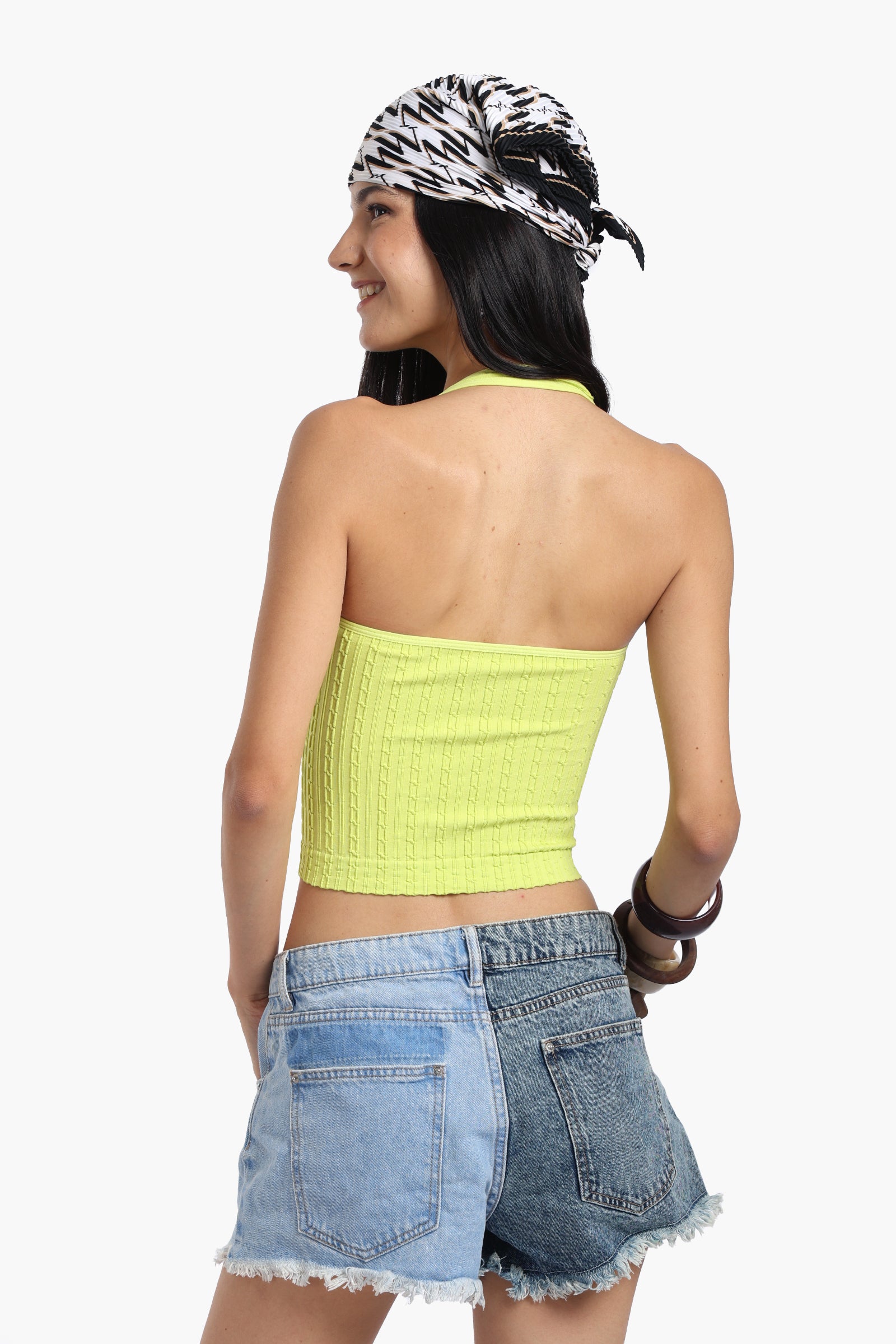 Halter Neck Ribbed Crop Top