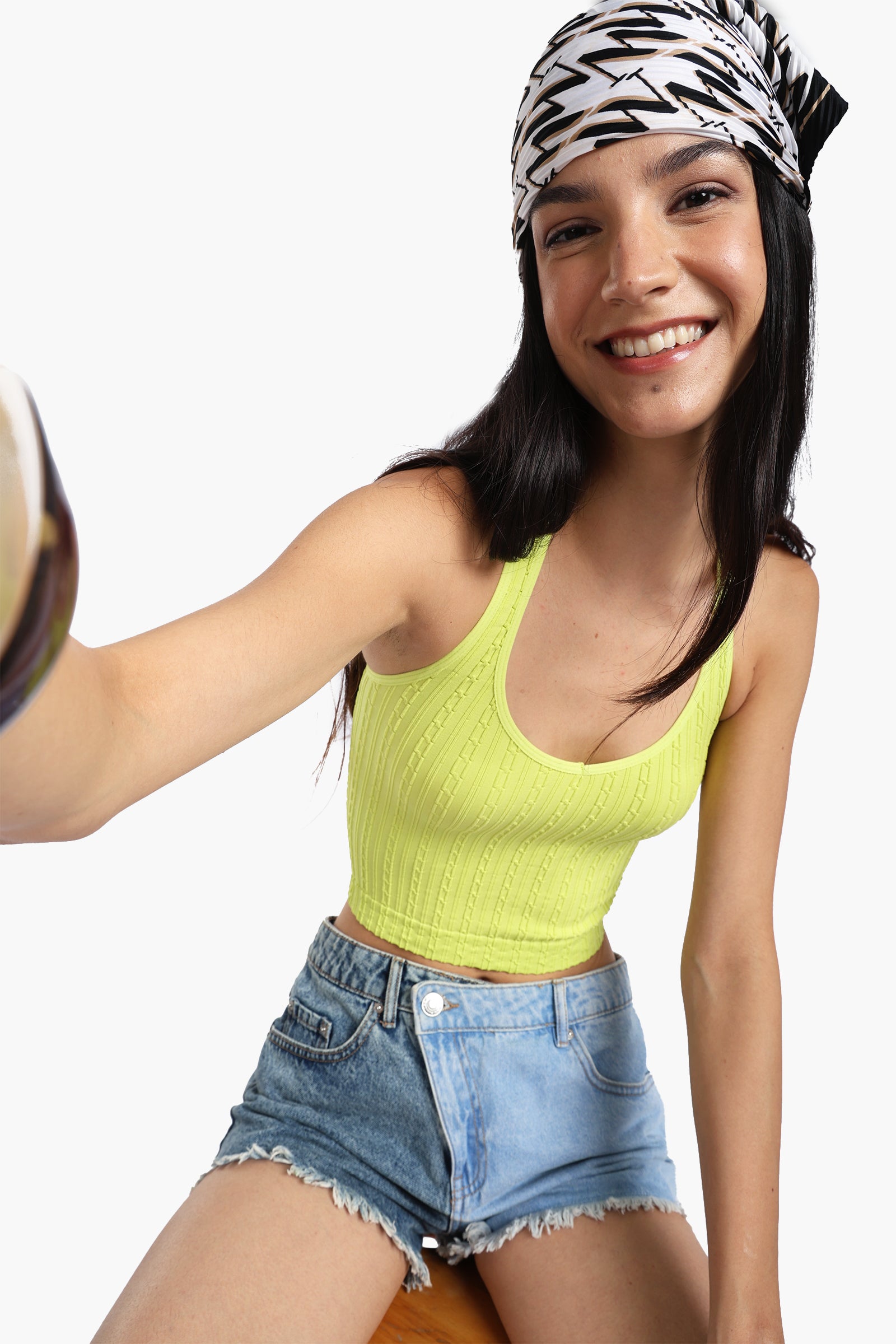 Halter Neck Ribbed Crop Top