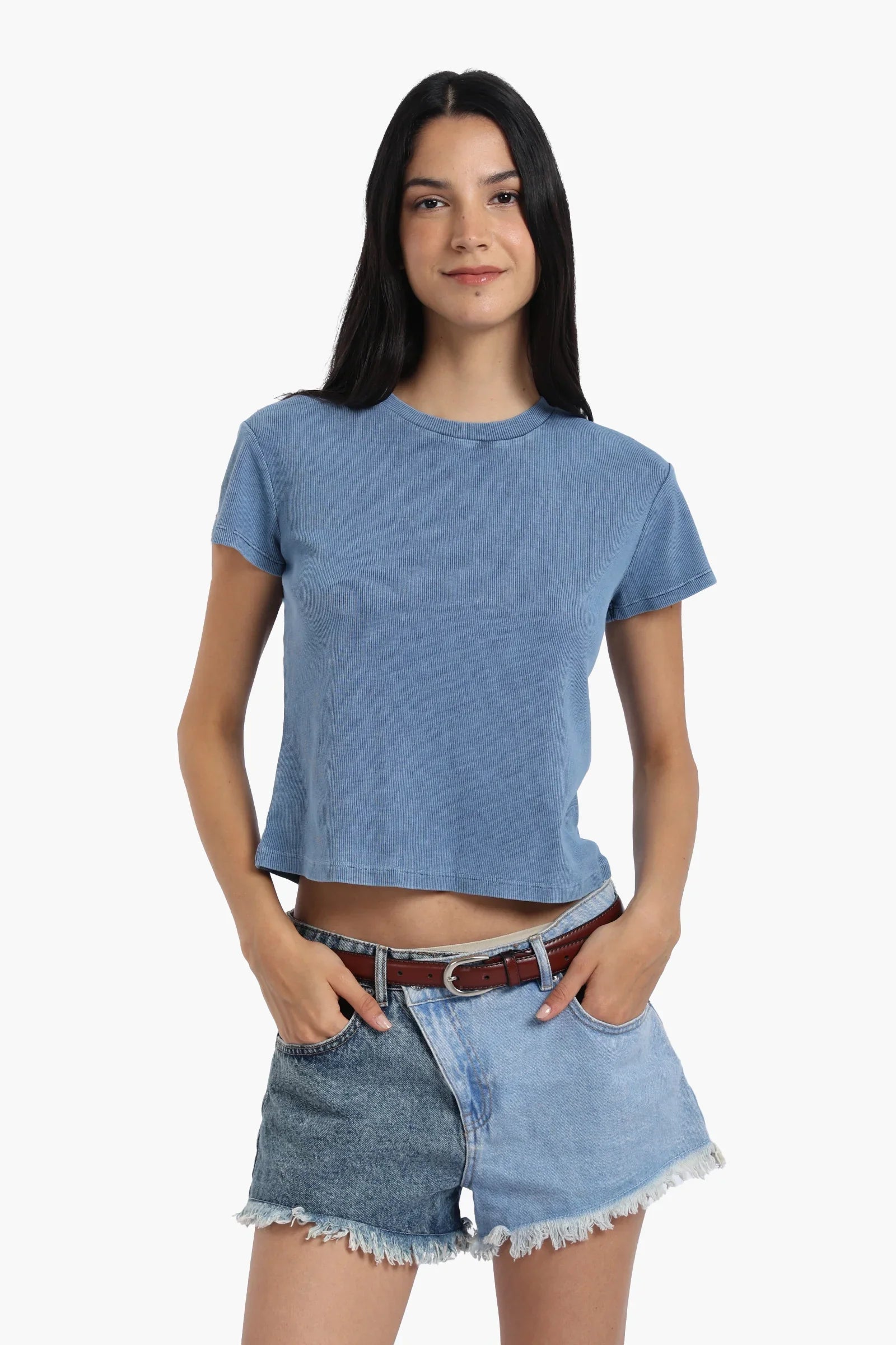 Ribbed Short Sleeves Top