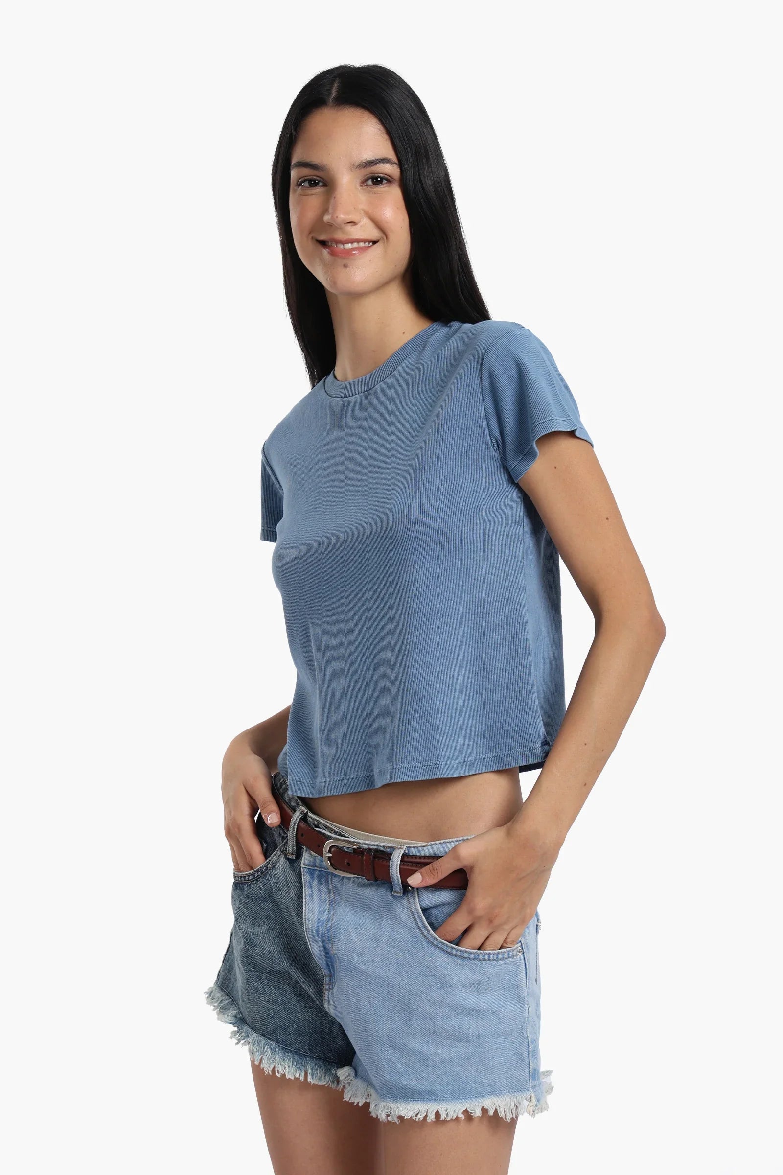 Ribbed Short Sleeves Top