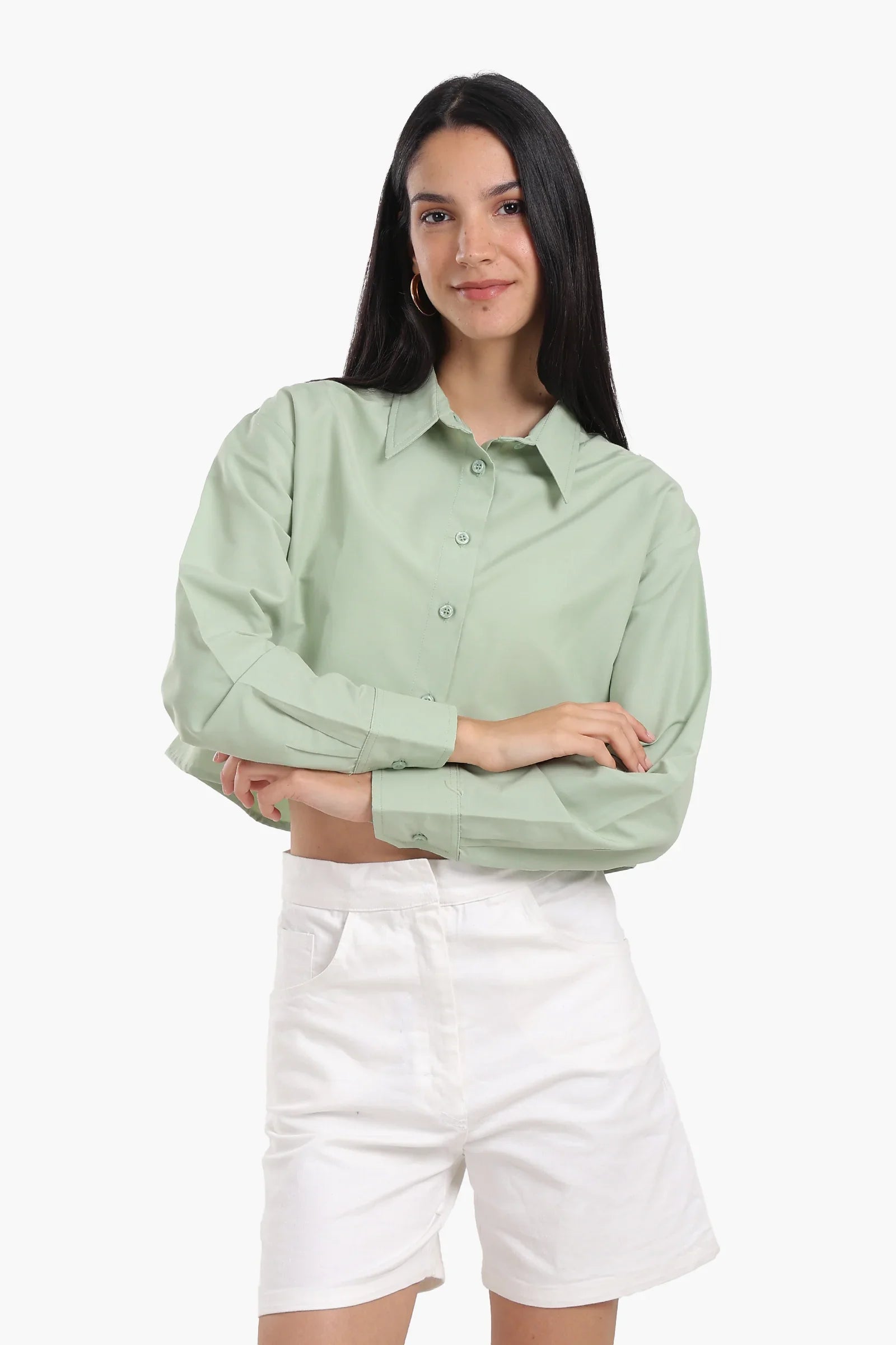 Dropped Shoulder Cropped Shirt