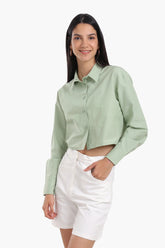 Dropped Shoulder Cropped Shirt