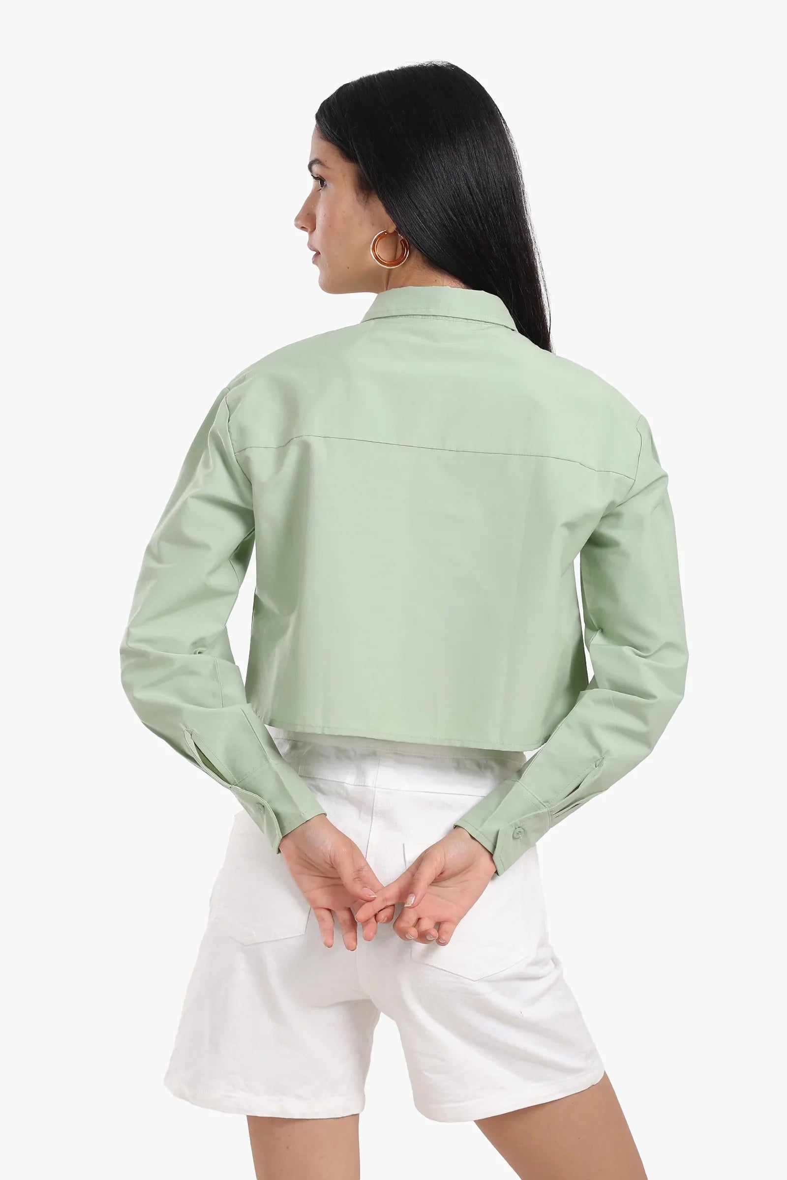 Dropped Shoulder Cropped Shirt