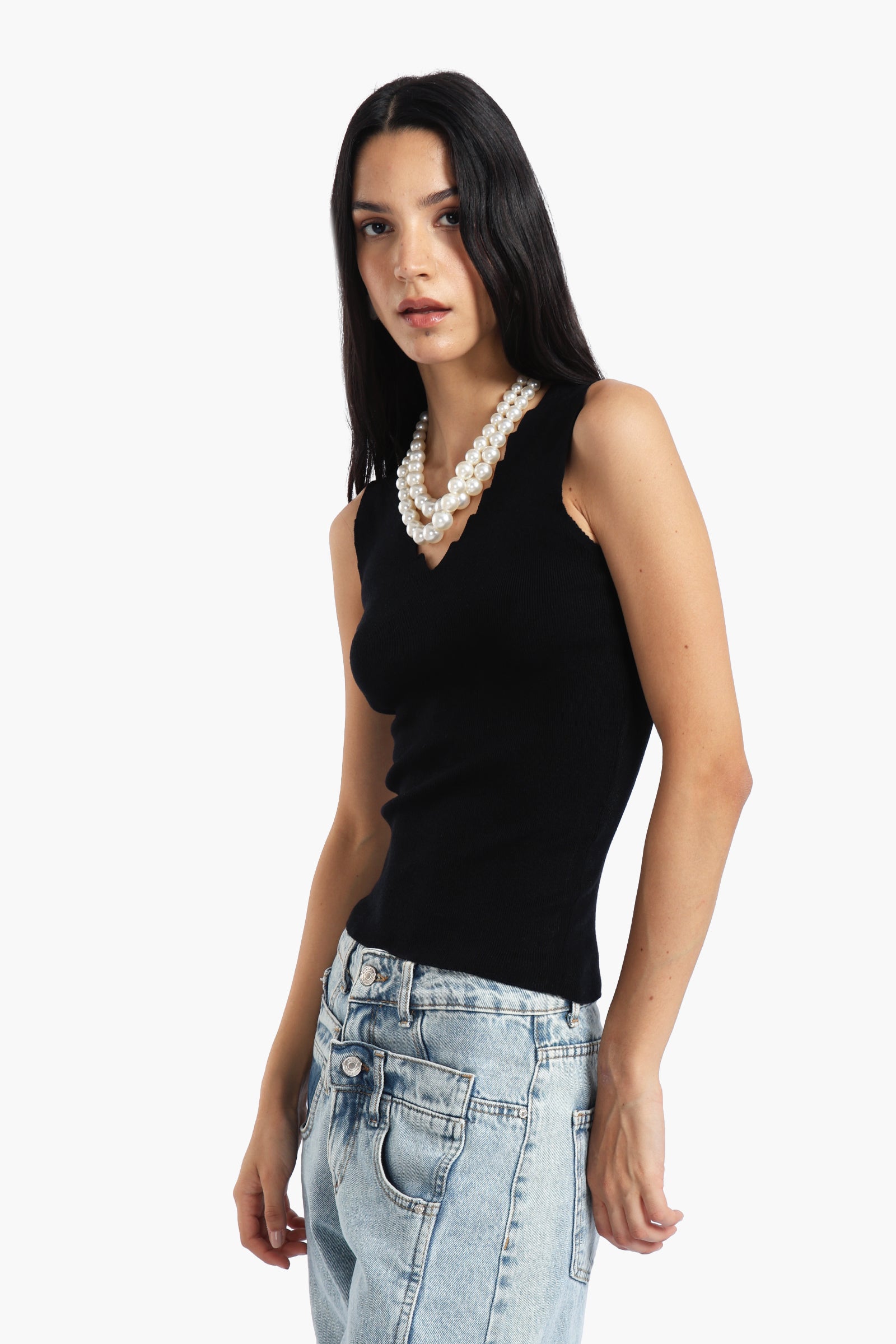 Seamless Zigzag V-Neck Top