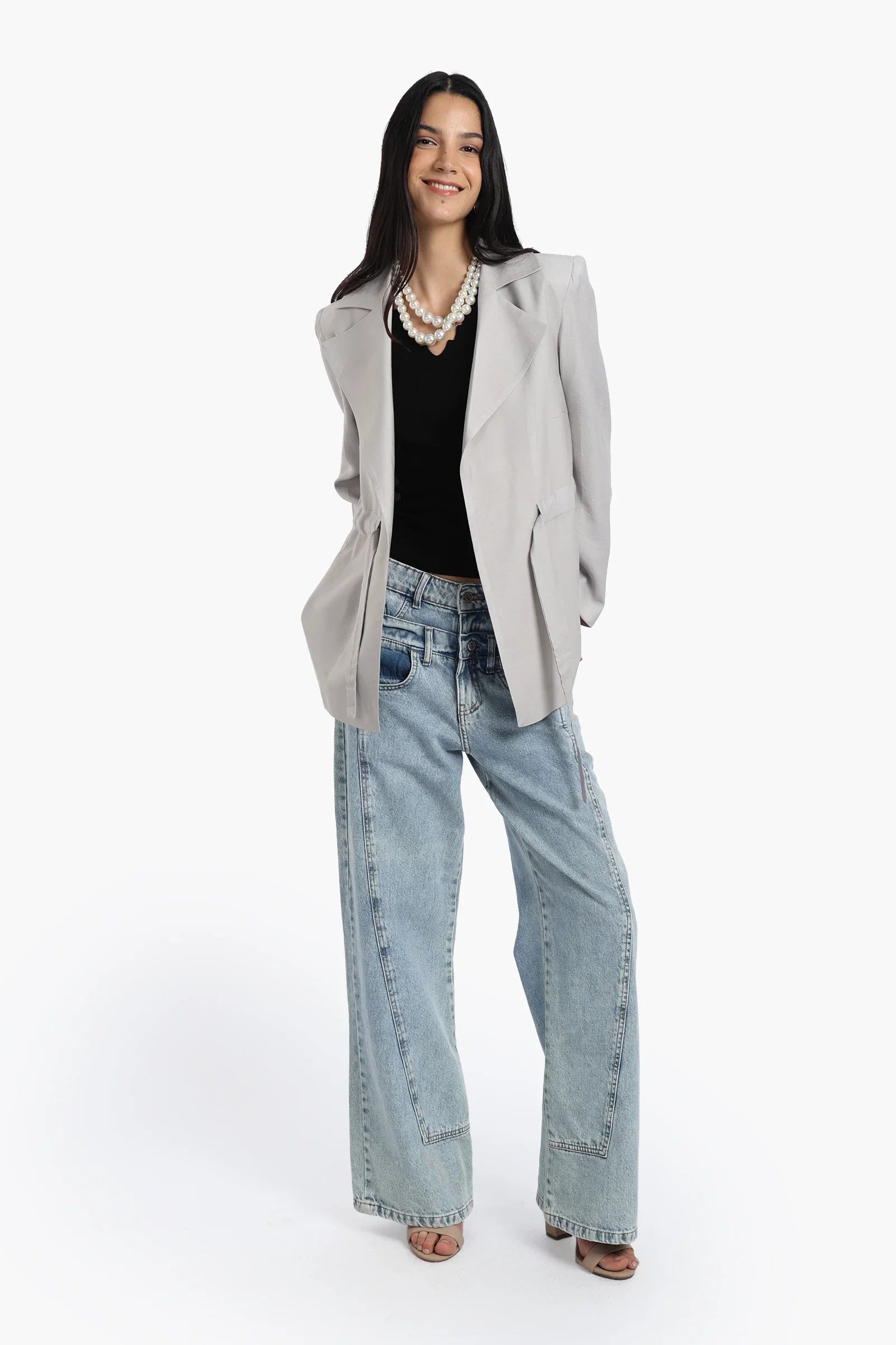 Blazer With Drawstring Waist