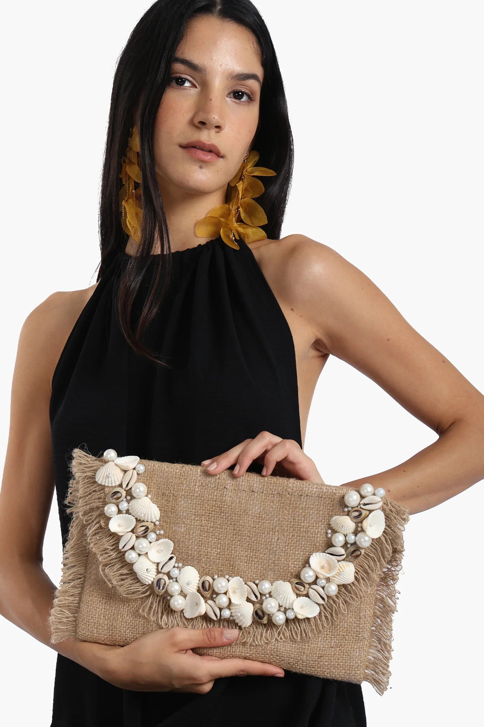 Envelope Clutch with Shell & Pearl