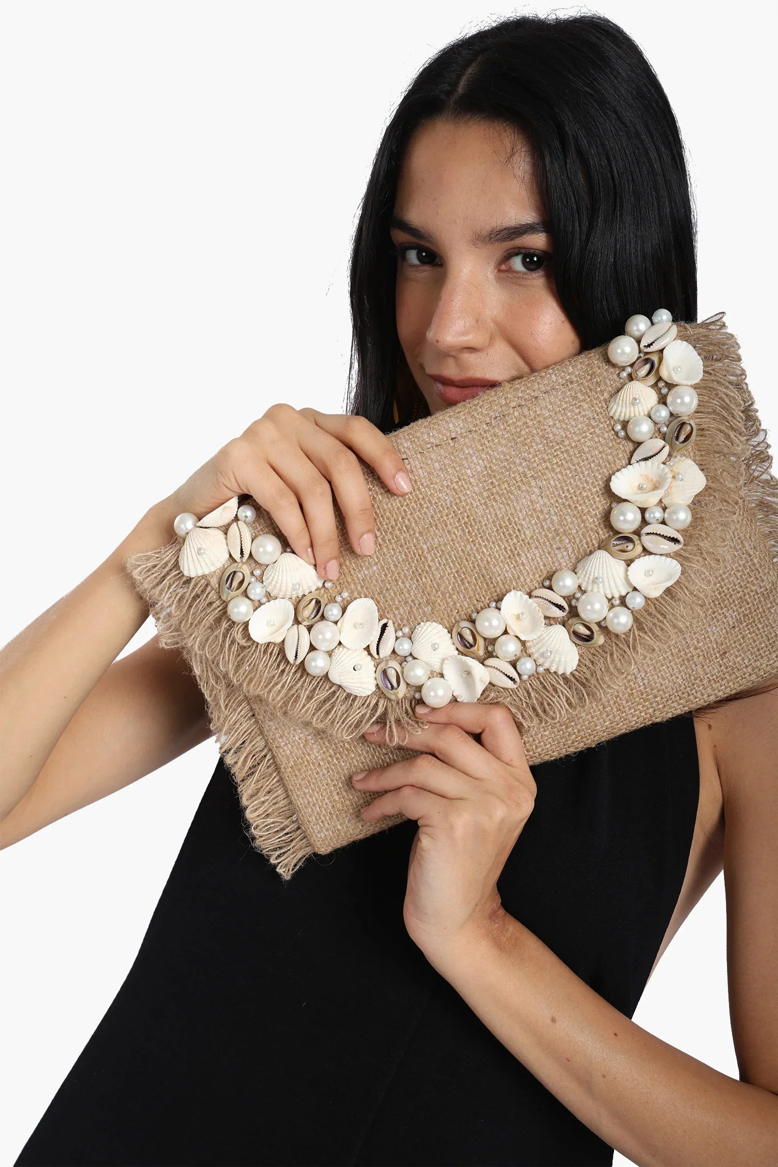 Envelope Clutch with Shell & Pearl