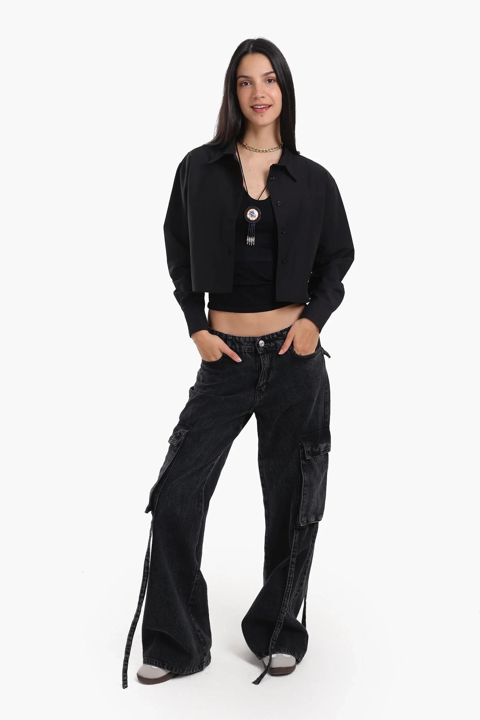 Dropped Shoulder Cropped Shirt