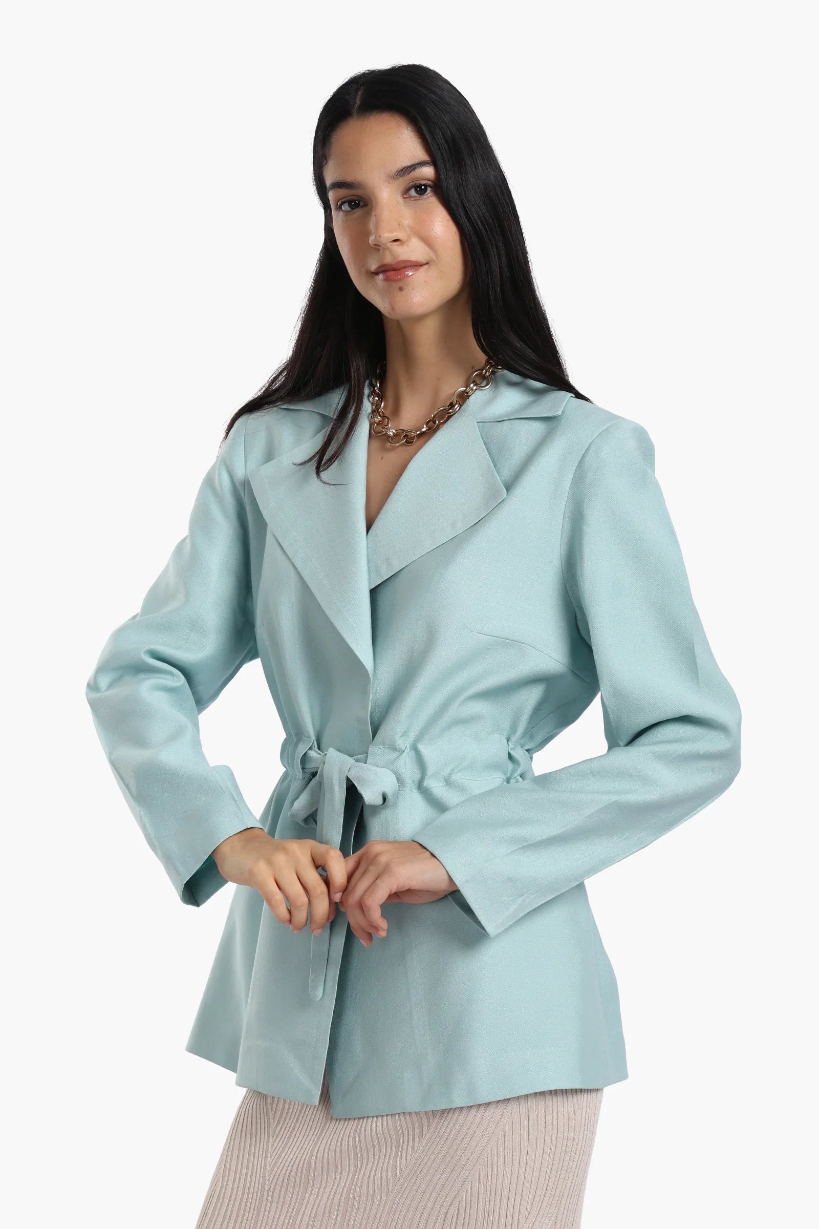 Blazer With Drawstring Waist