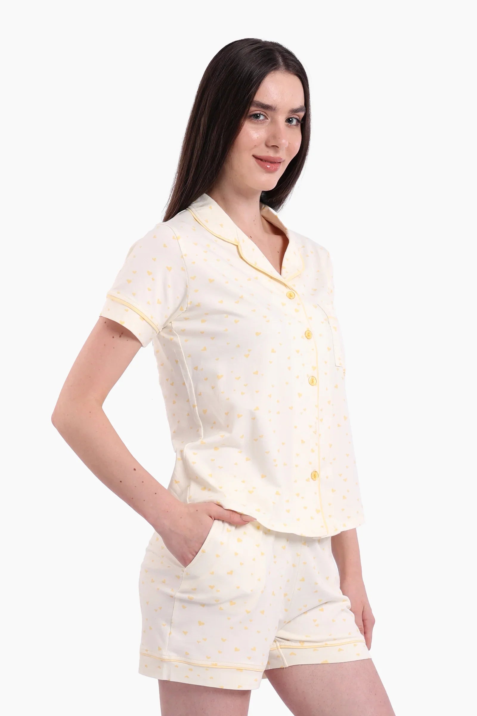 Pyjama Set with Yellow Hearts