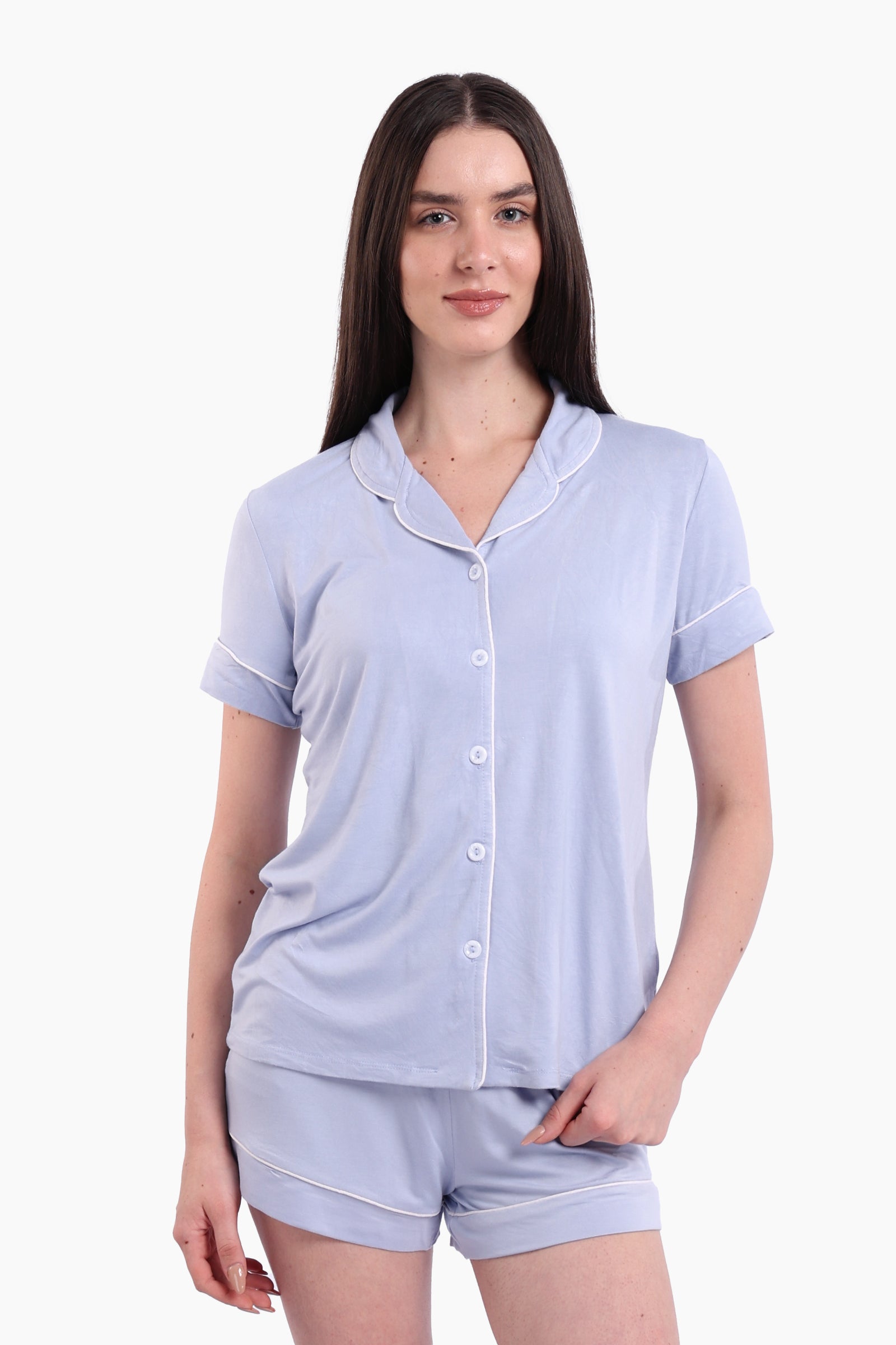 Color Piping Poplin Pyjama Set