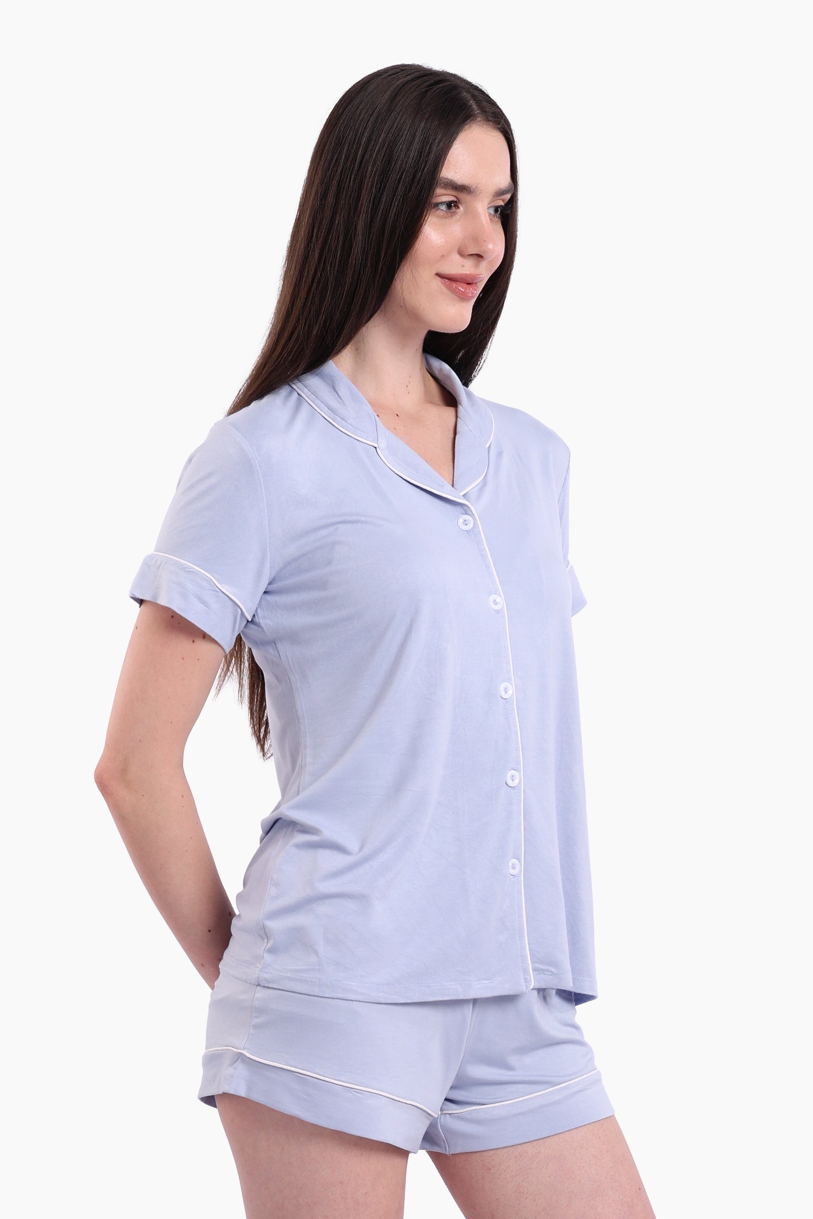 Color Piping Poplin Pyjama Set
