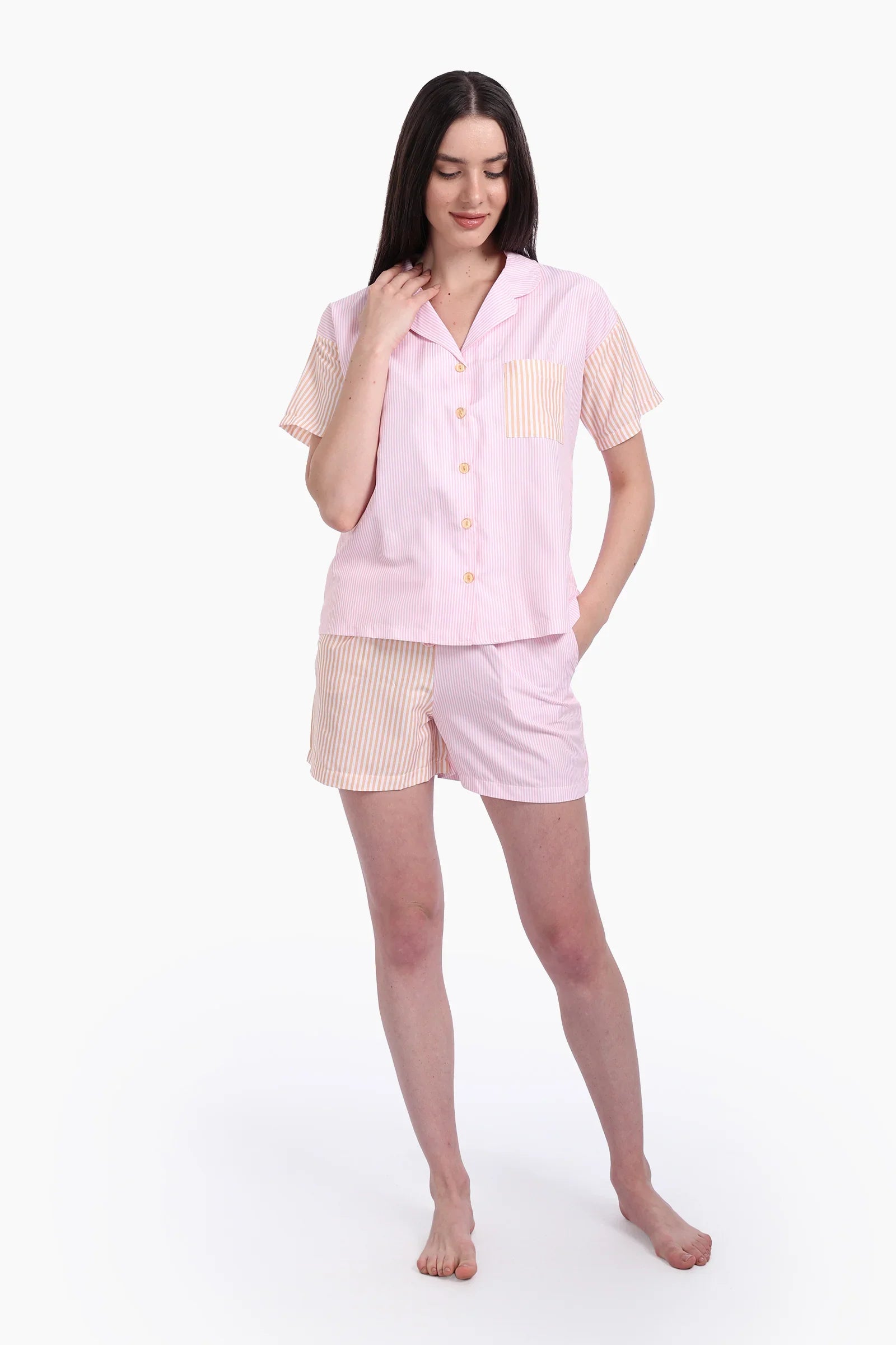 Striped Color Block Pyjama Set