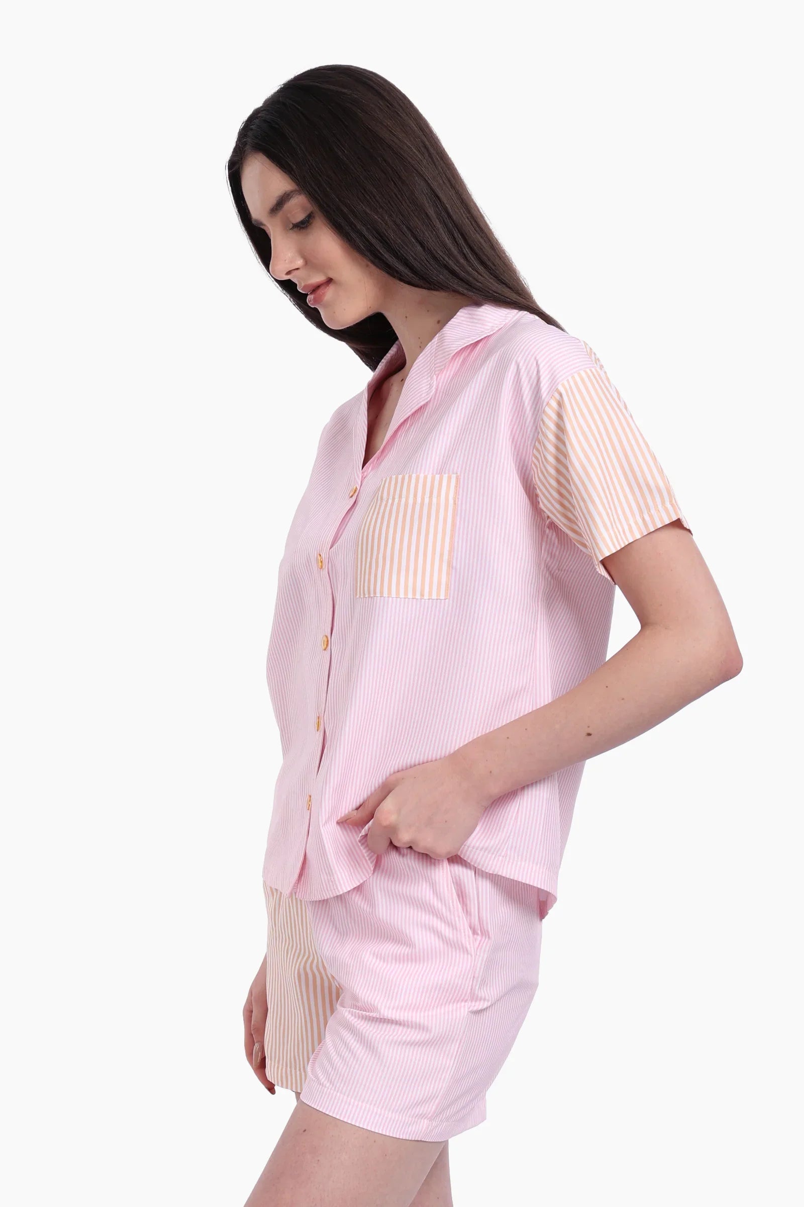 Striped Color Block Pyjama Set