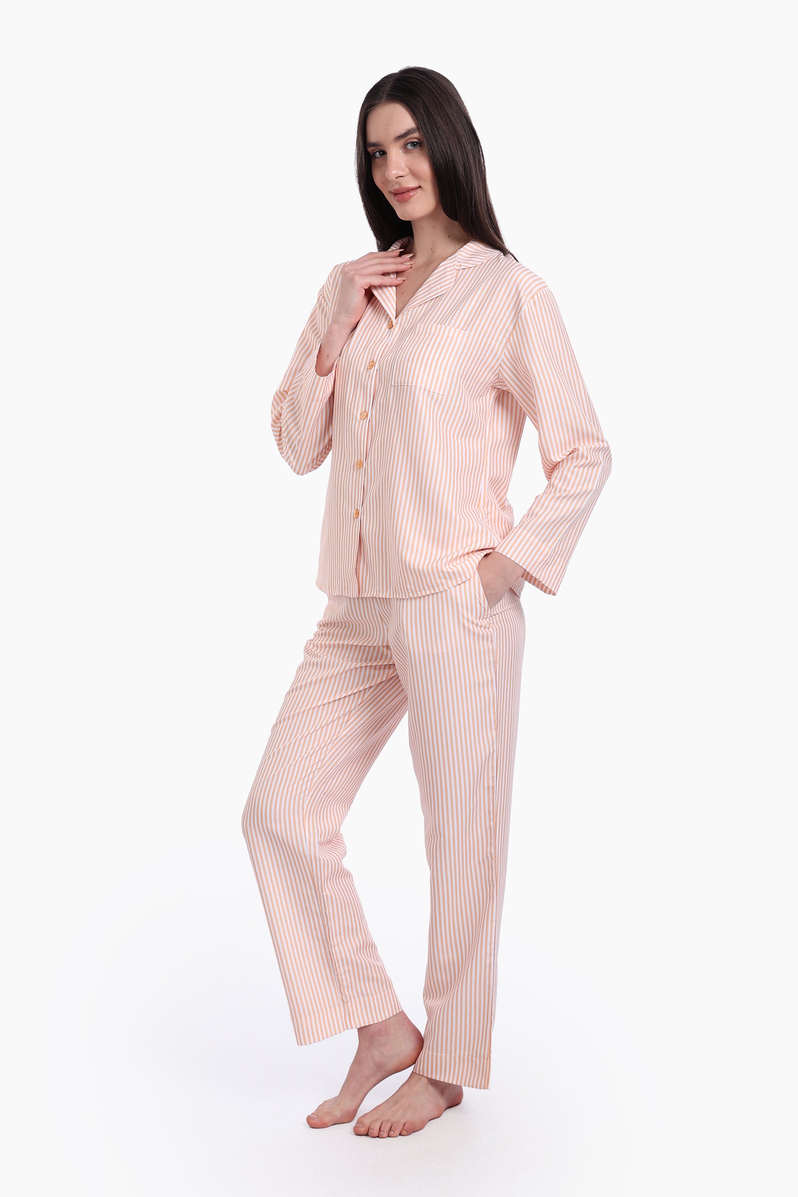 Pyjama Set with Orange Stripes
