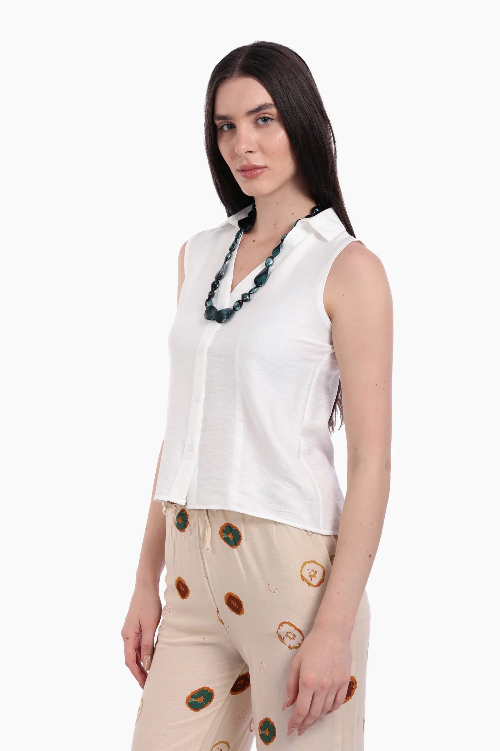 Collared Sleeveless Shirt