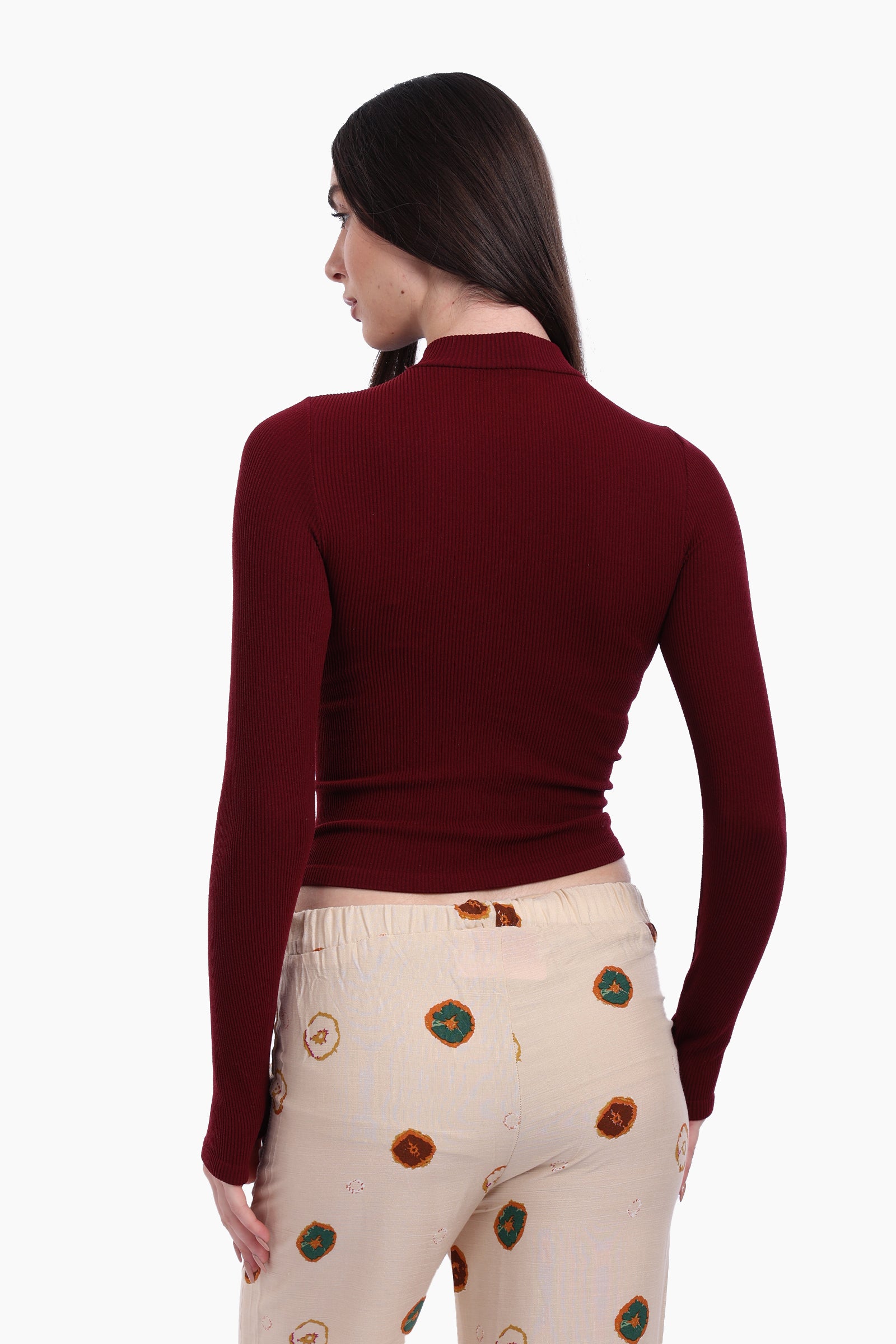 High Neck Top with Thumbhole
