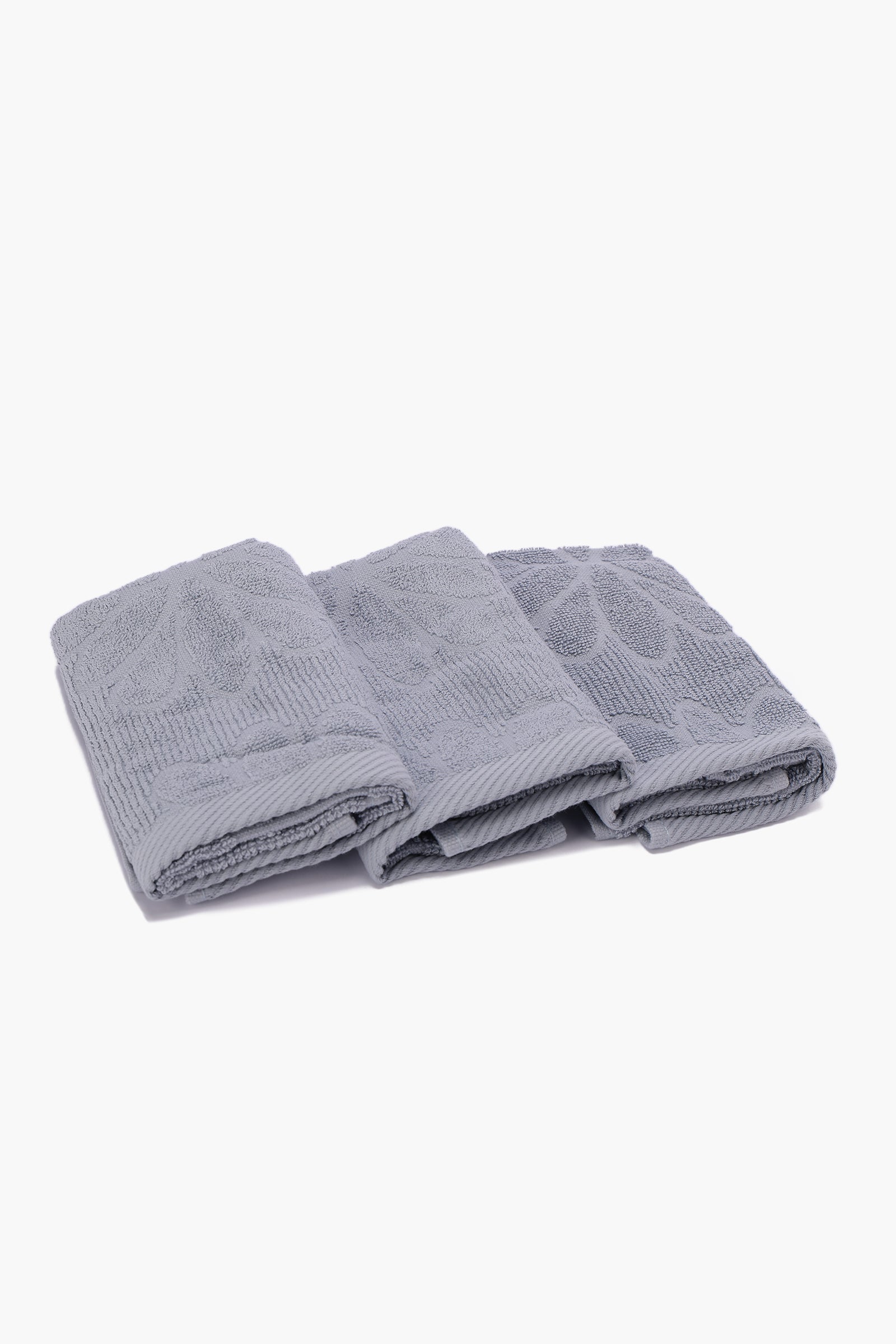Flower Ribbed Towel Set - 3 Pcs
