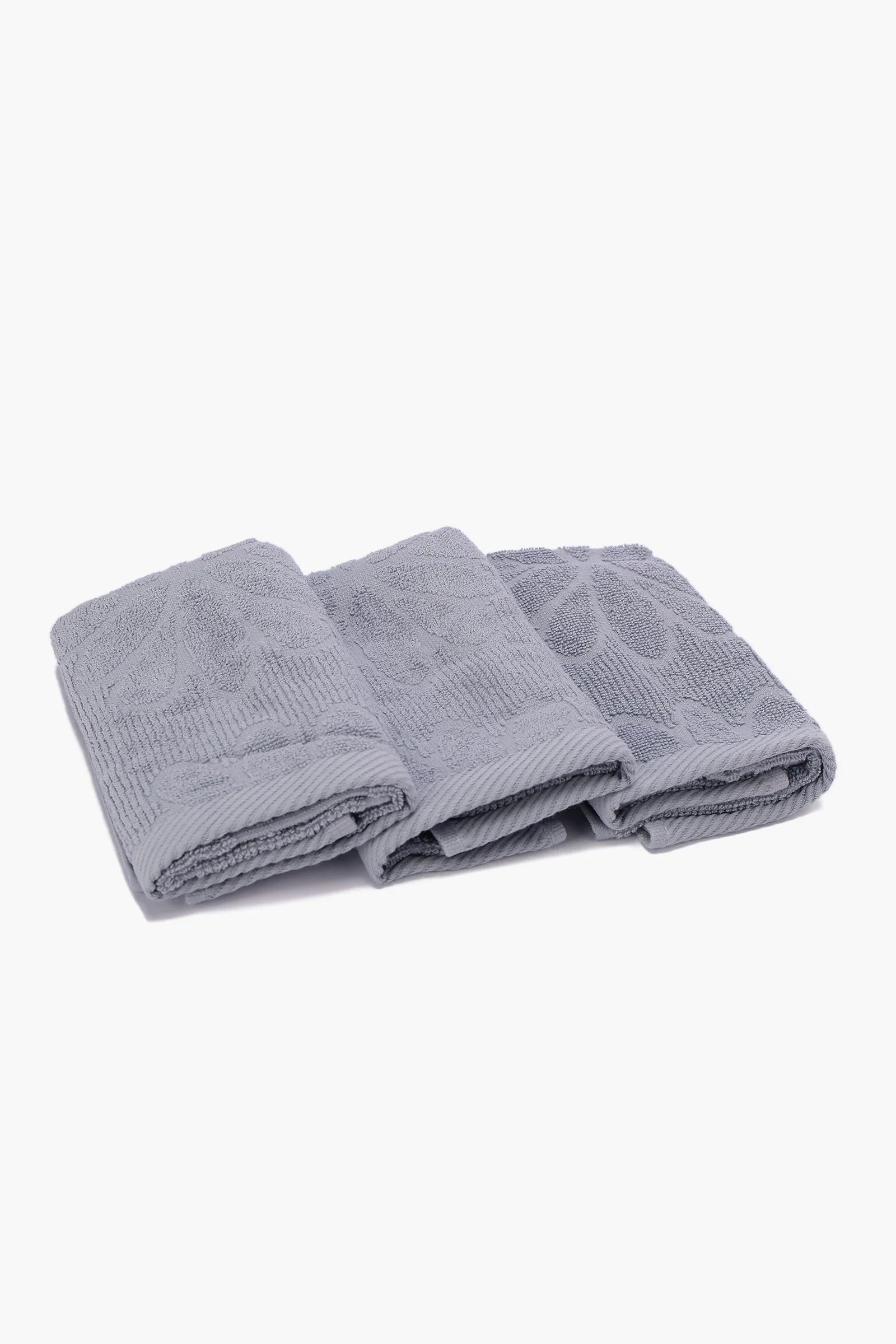 Flower Ribbed Towel Set - 3 Pcs