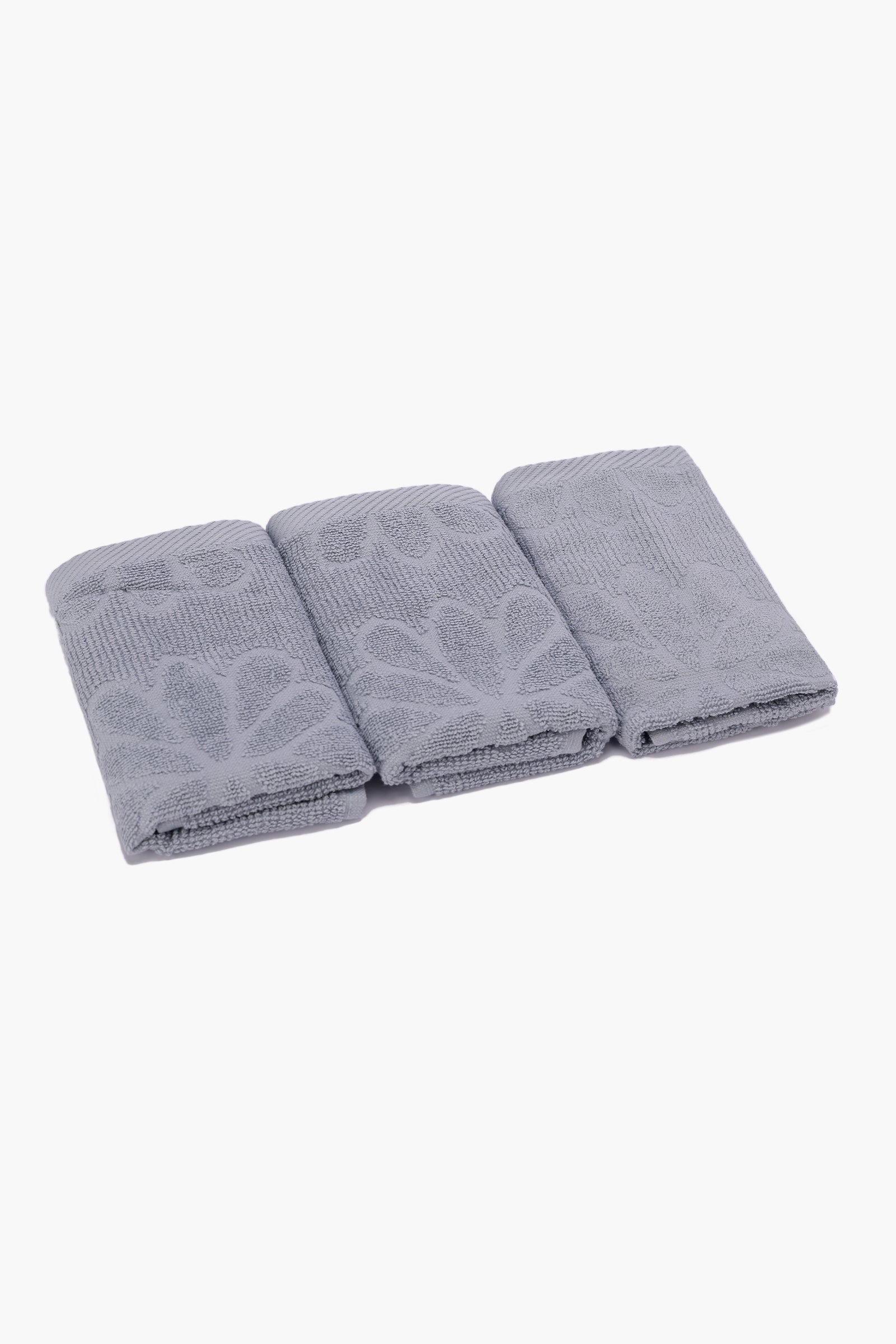 Flower Ribbed Towel Set - 3 Pcs