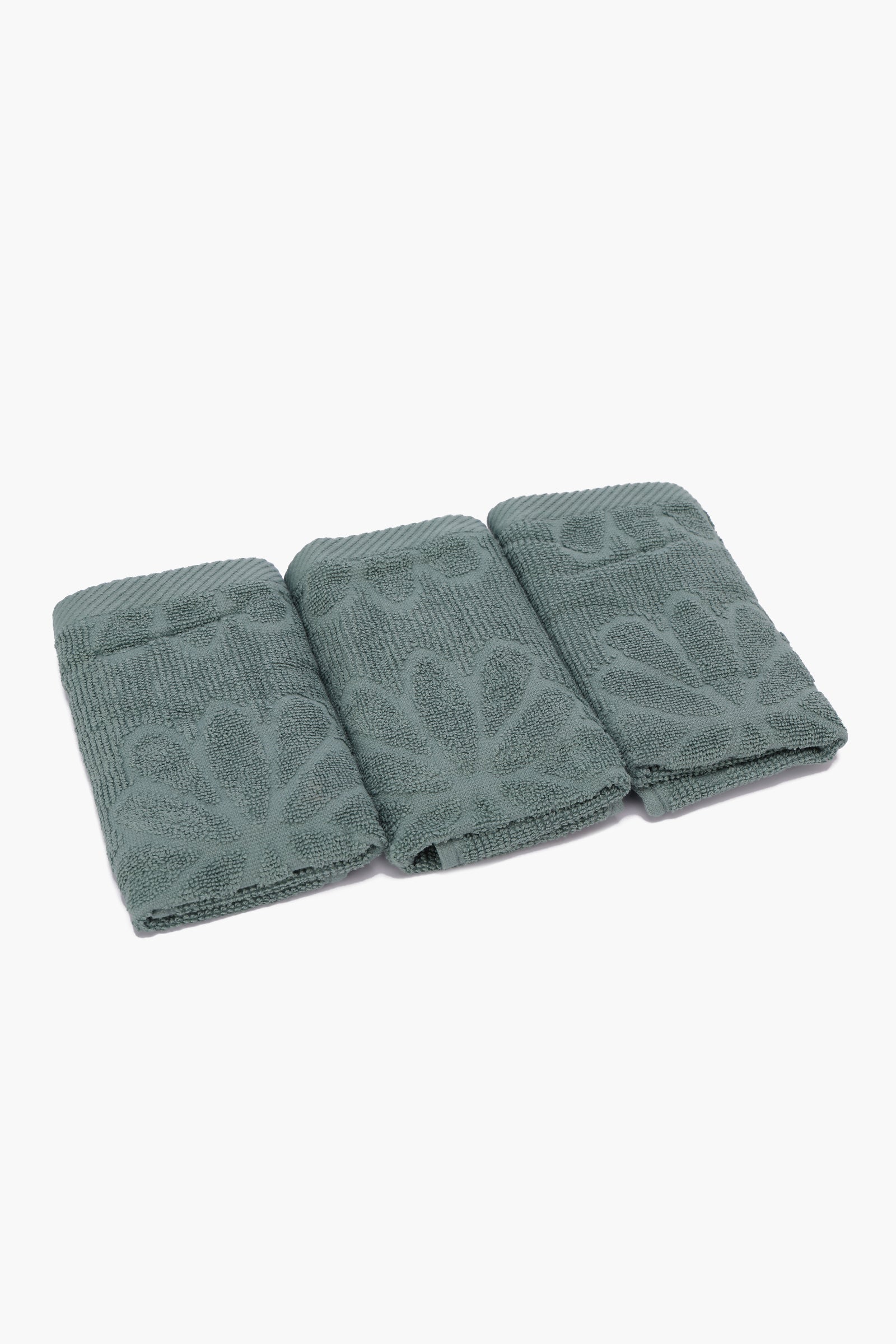 Flower Ribbed Towel Set - 3 Pcs