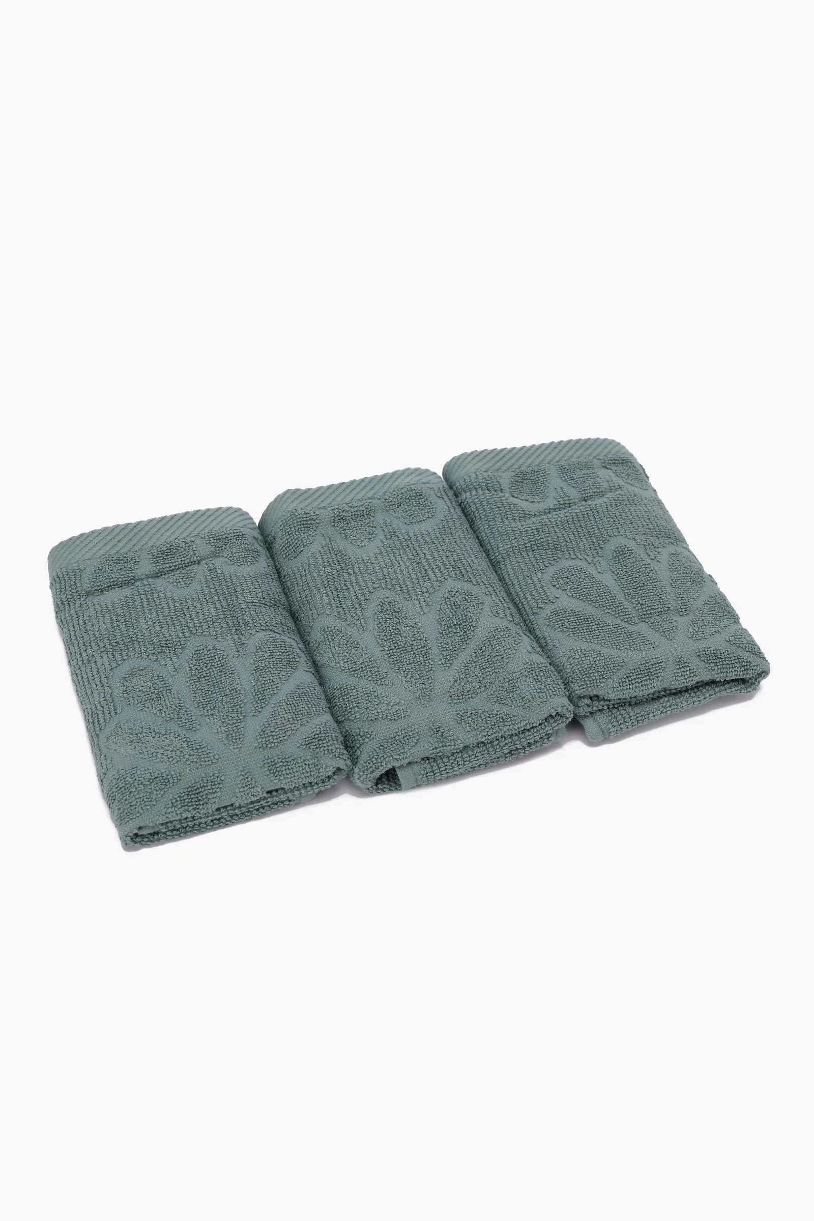 Flower Ribbed Towel Set - 3 Pcs