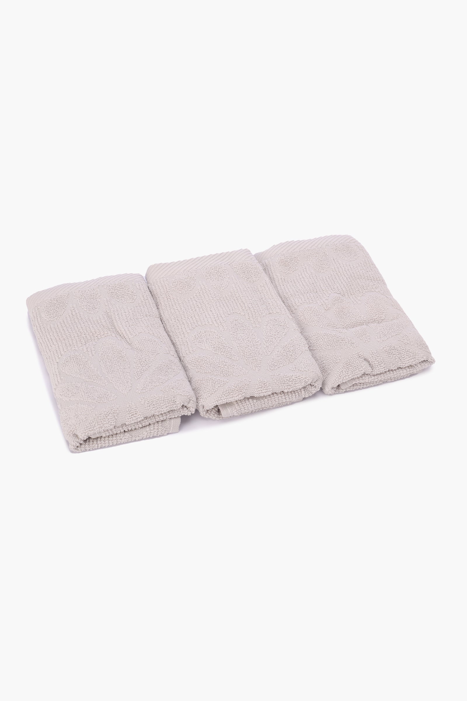 Flower Ribbed Towel Set - 3 Pcs