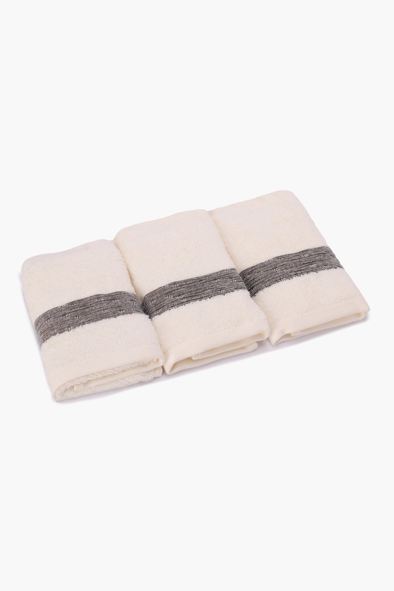 Grey Edge Towel Set - 3 Pcs