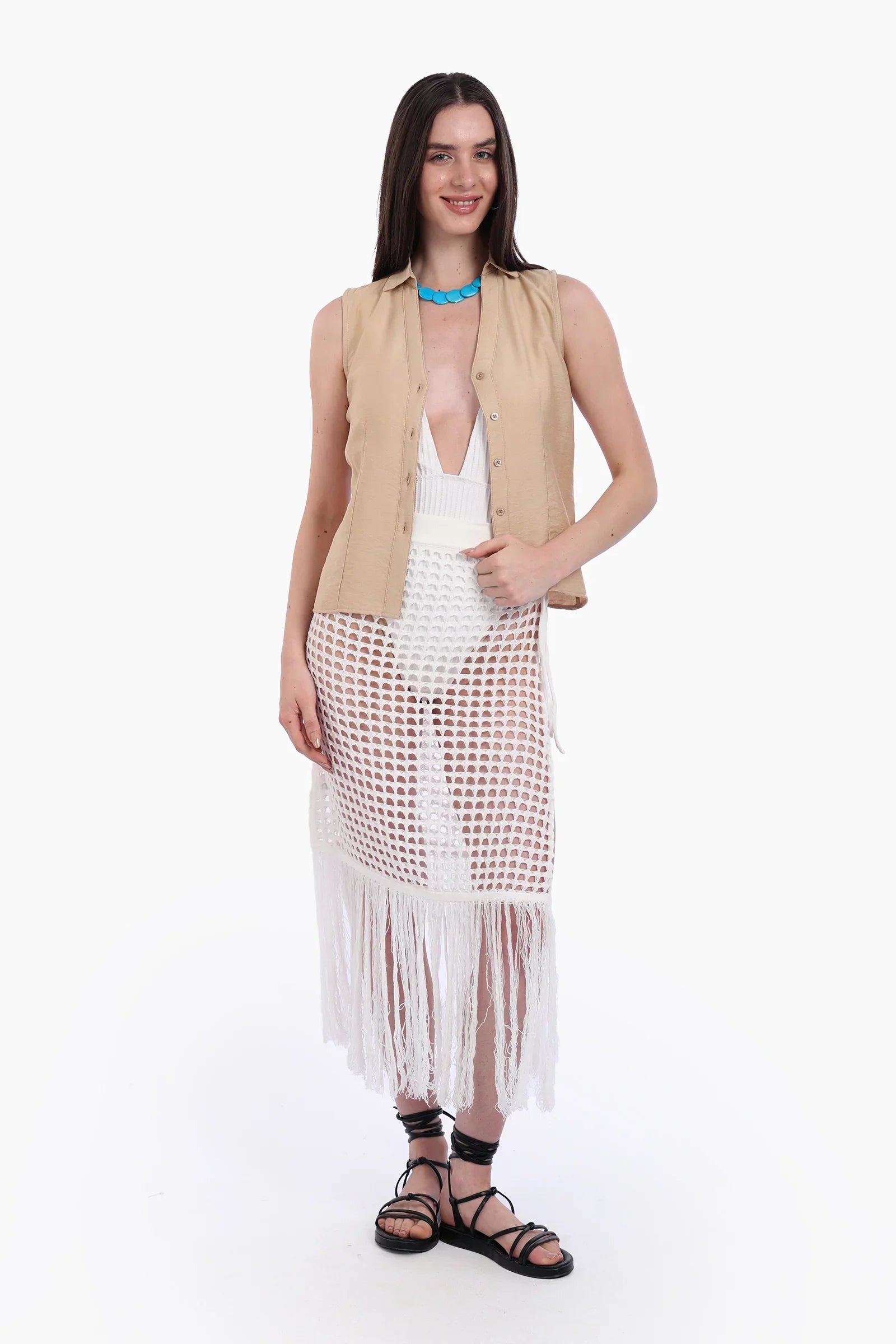 Collared Sleeveless Shirt
