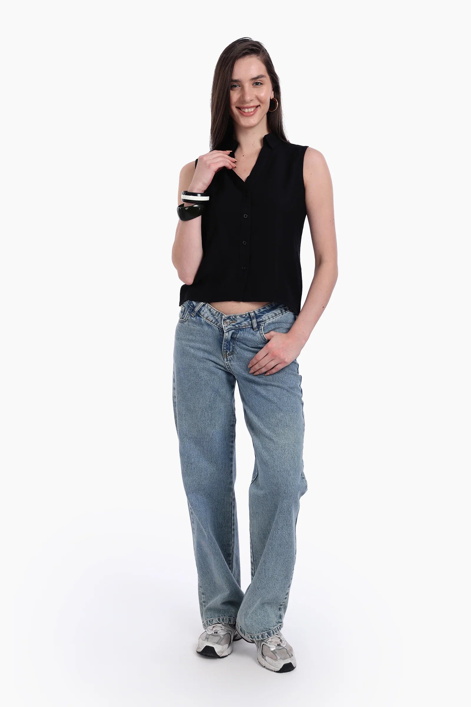 Collared Sleeveless Shirt