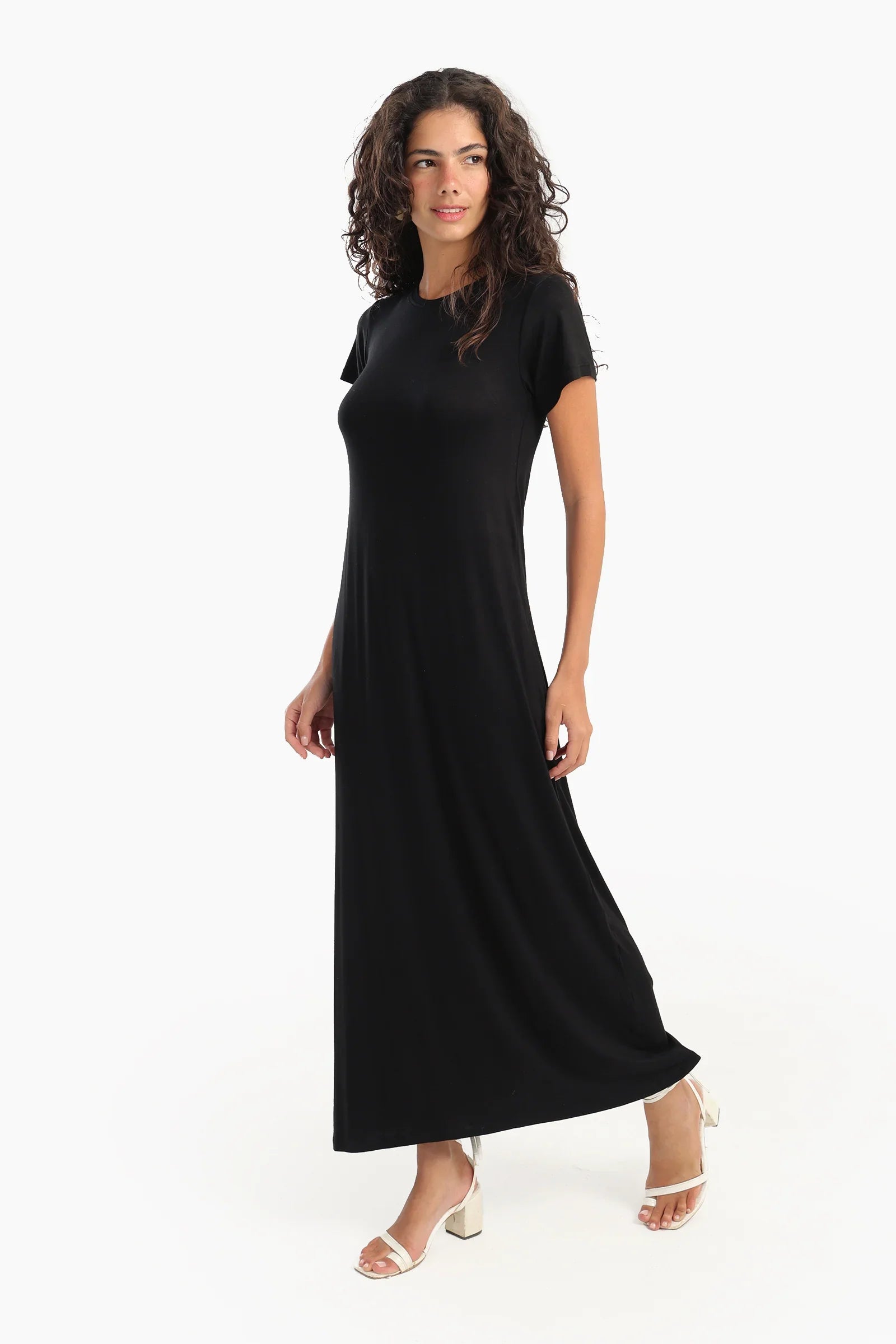 Solid Pattern Midi Dress