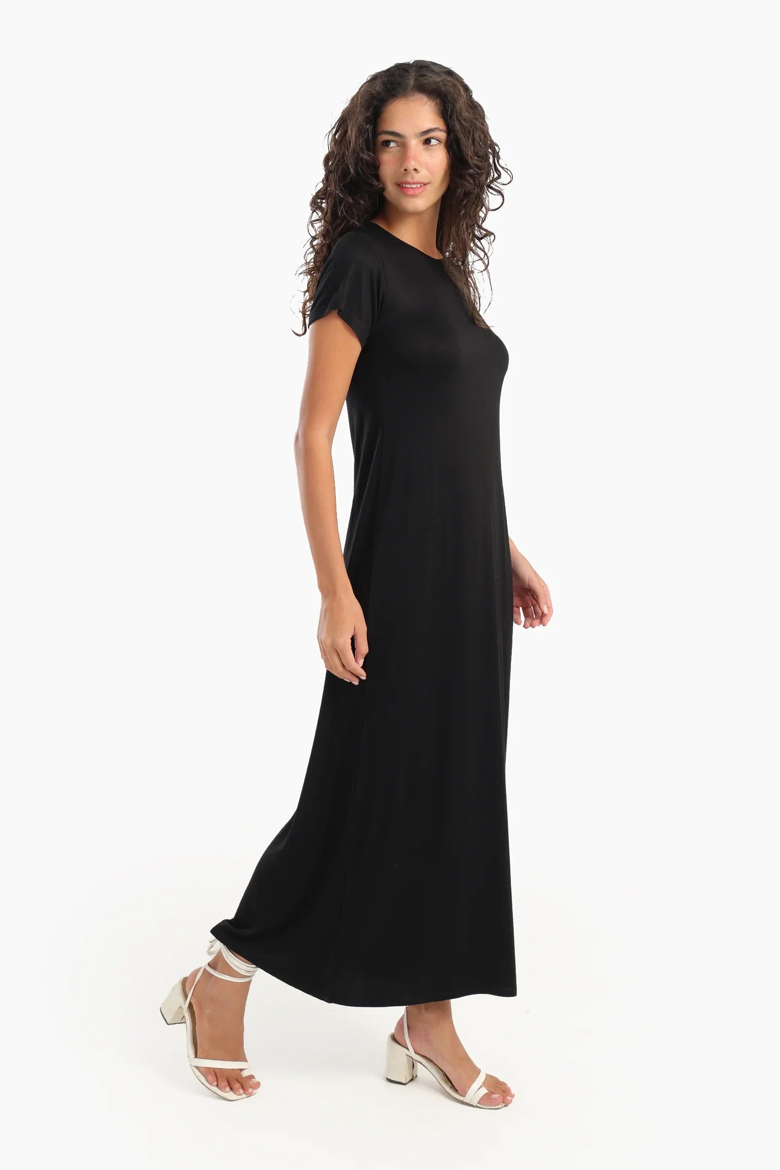 Solid Pattern Midi Dress