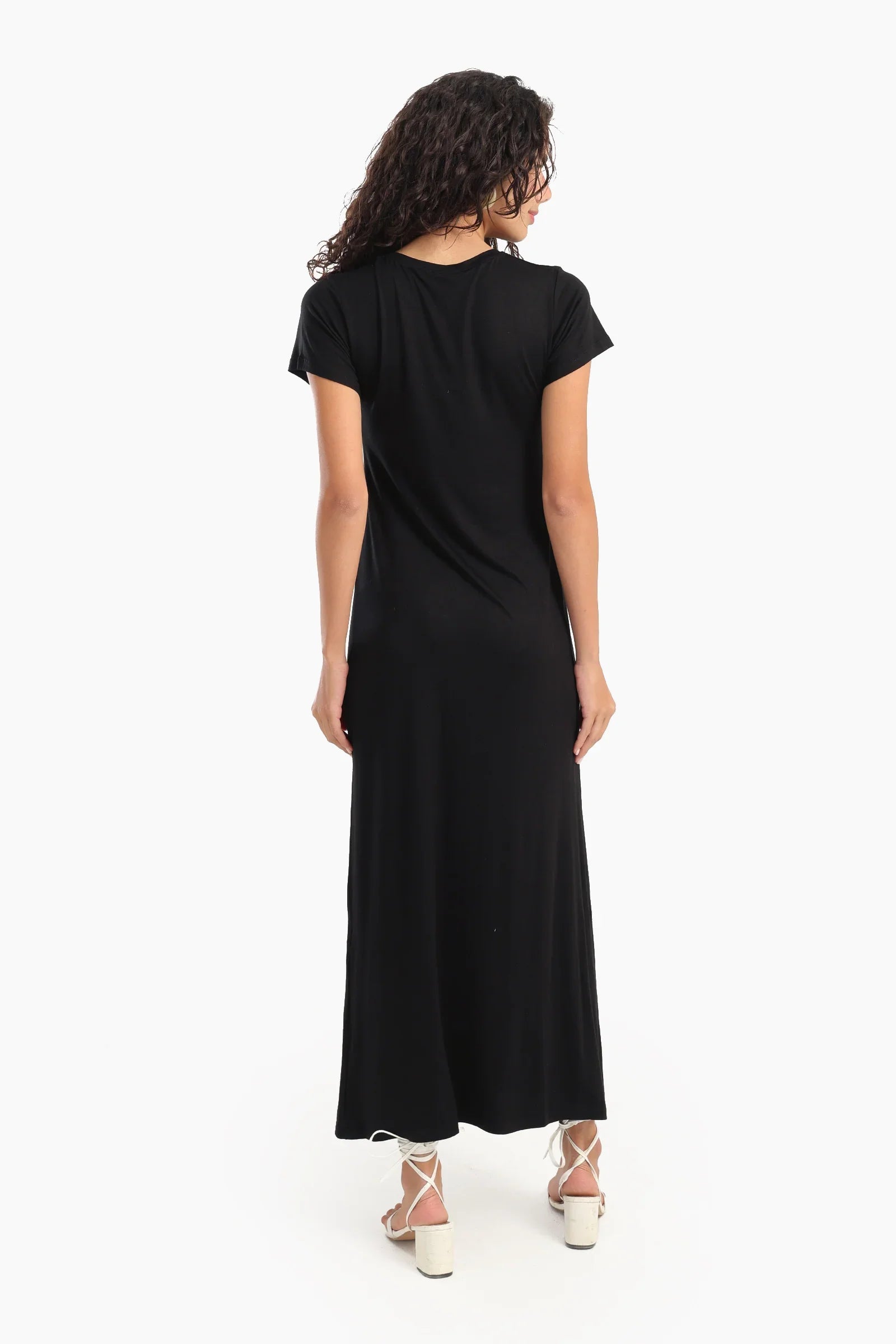 Solid Pattern Midi Dress