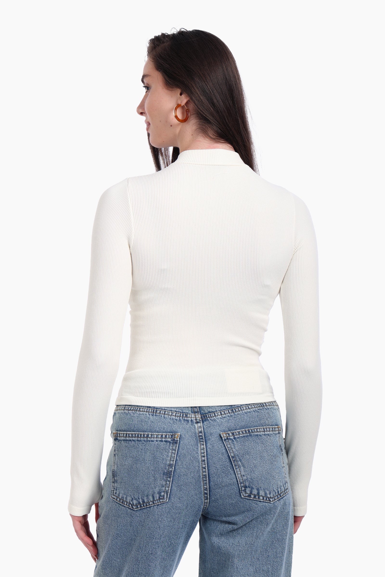 High Neck Top with Thumbhole