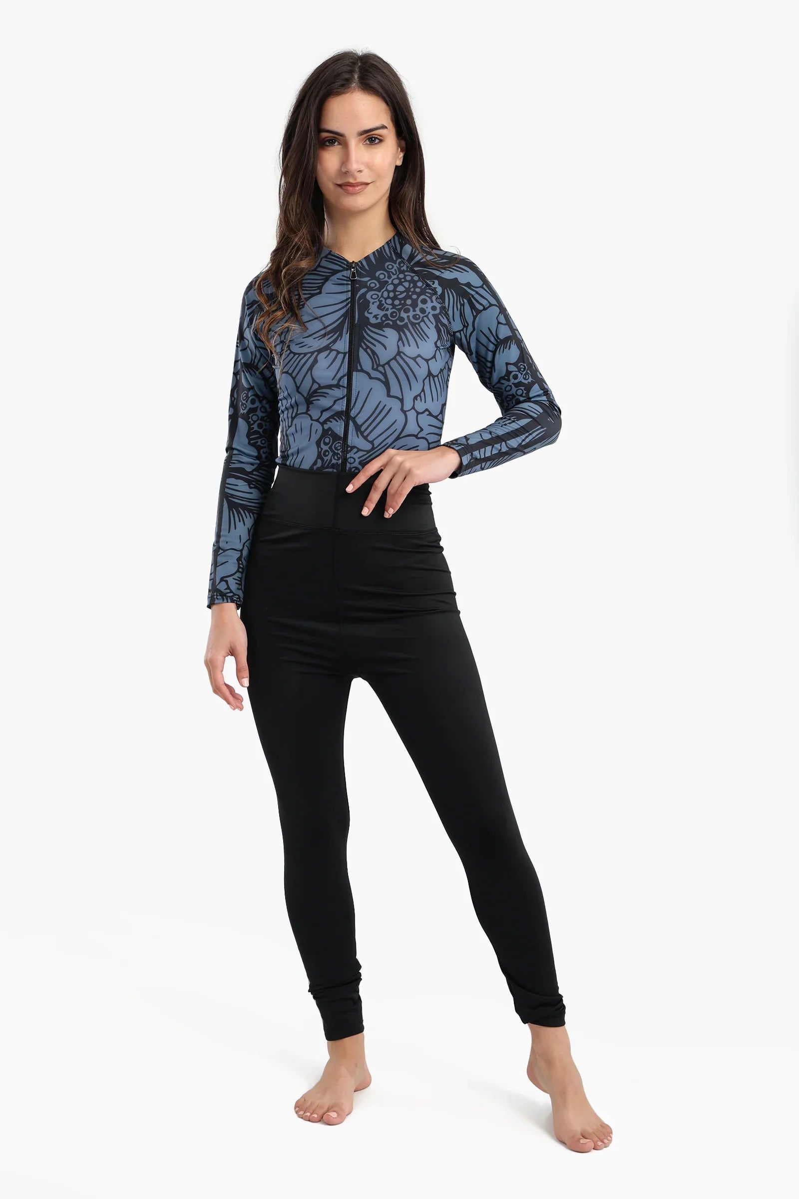 Floral Rash Guard Swimsuit
