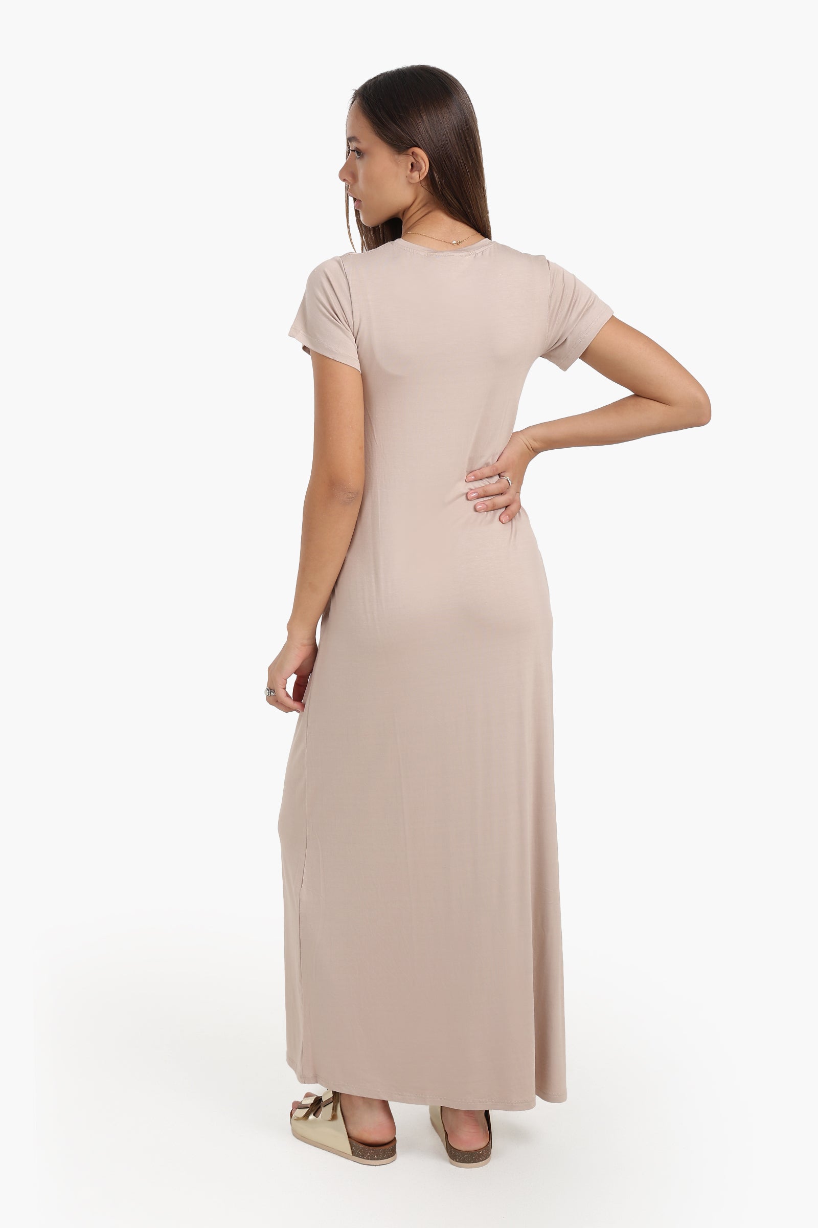 Solid Pattern Midi Dress