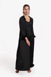 Black Maxi Satin Robe