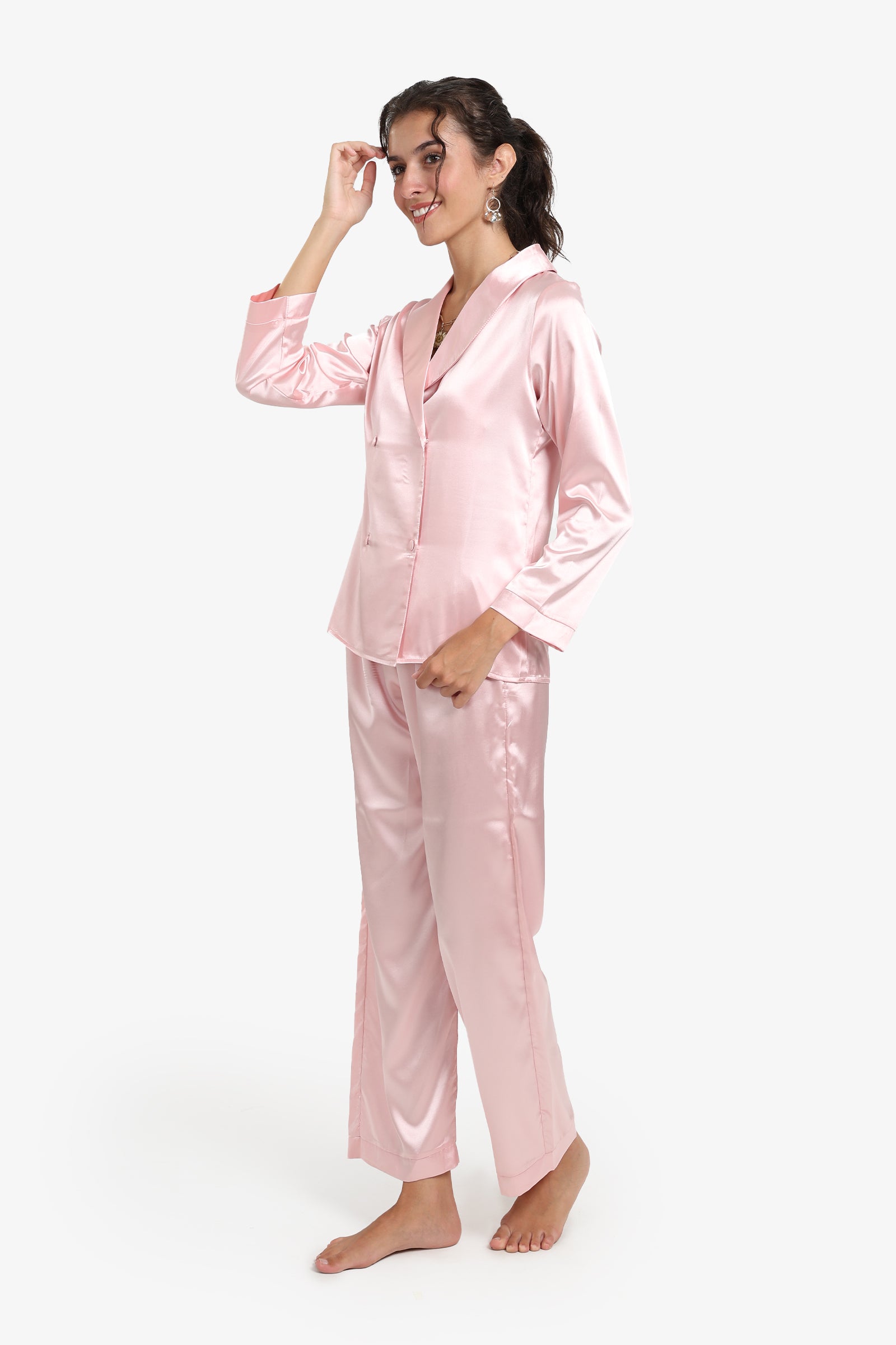 Double-Breasted Satin Pyjama Set
