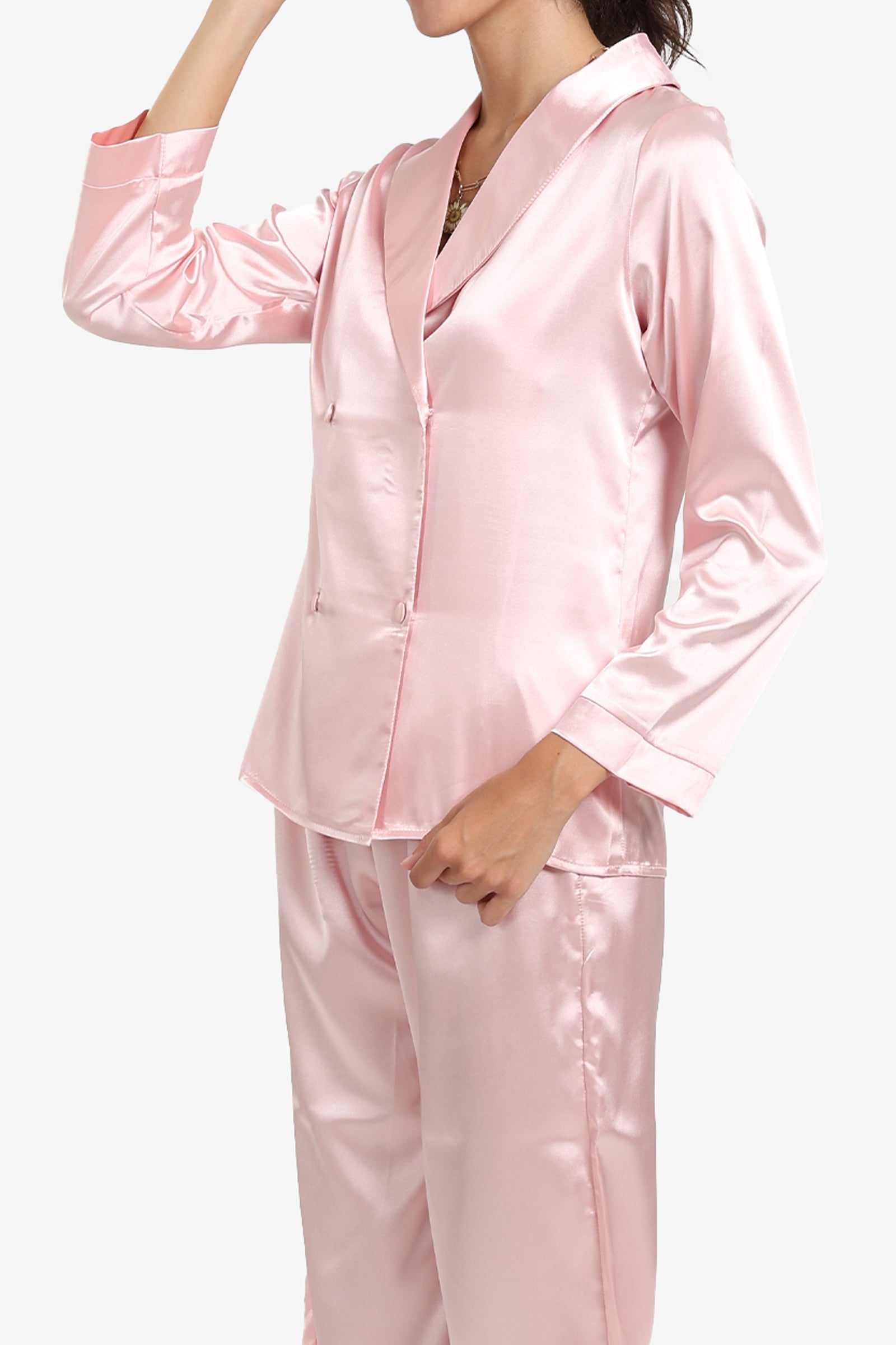 Double-Breasted Satin Pyjama Set